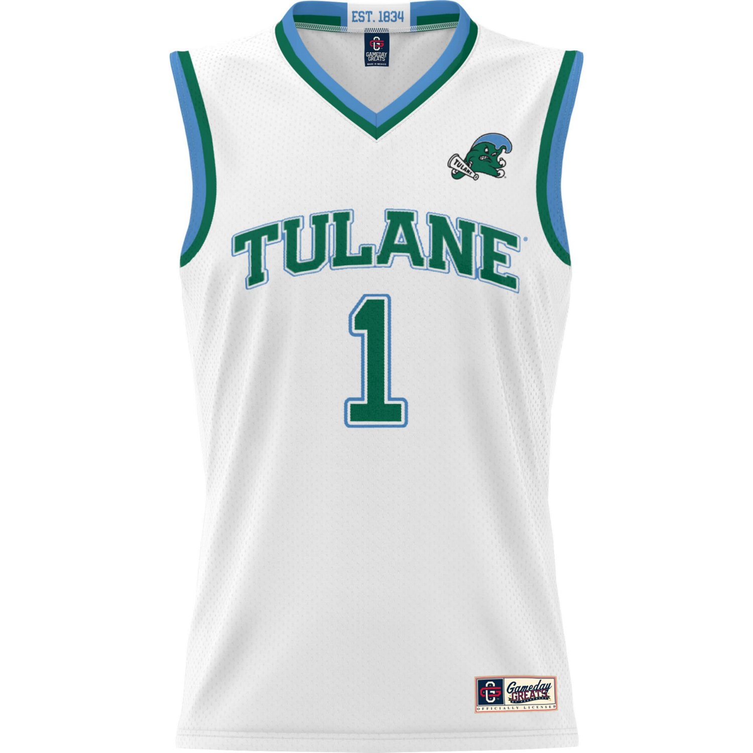 Male GameDay Greats 1 Tulane Green Wave Lightweight Basketball Jersey - view number 2