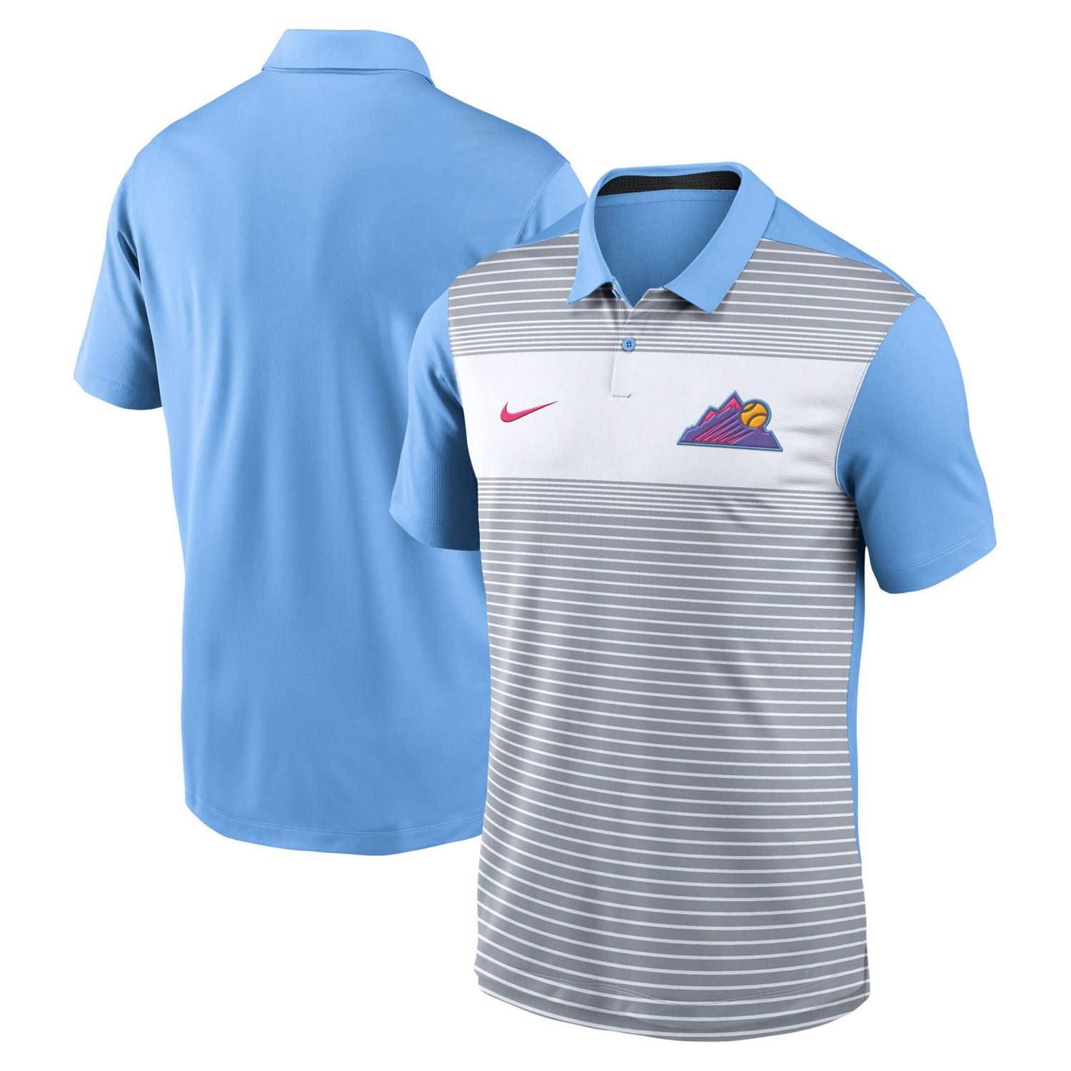 Men's Nike  Gray/Light Blue Colorado Rockies 2025 City Connect Fashion Legacy Icon Vapor Performance Polo                        - view number 2
