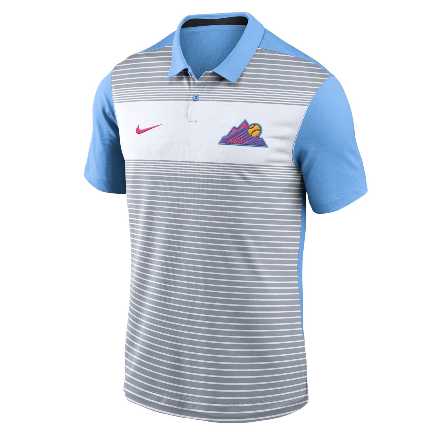Men's Nike  Gray/Light Blue Colorado Rockies 2025 City Connect Fashion Legacy Icon Vapor Performance Polo                        - view number 4