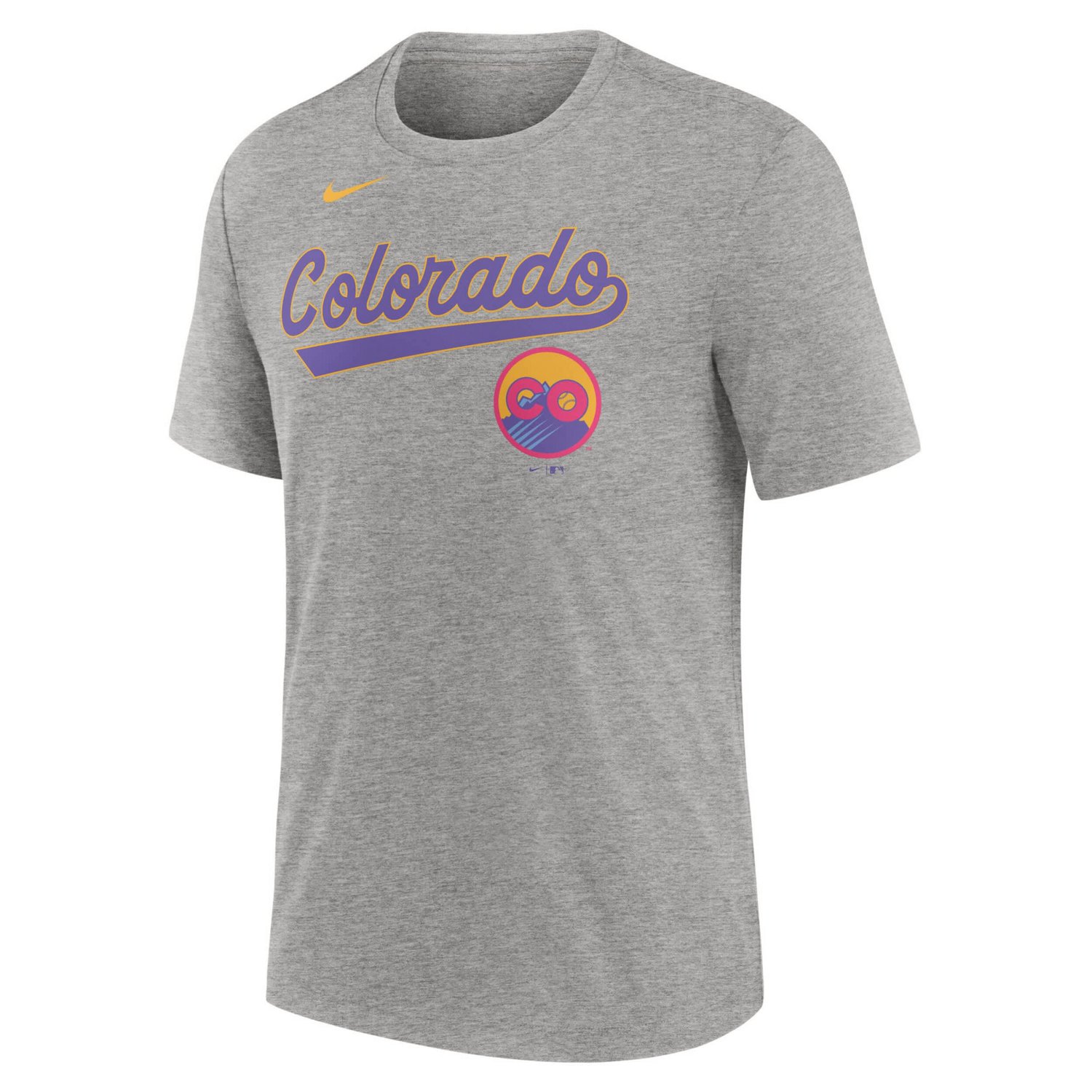 Men's Nike  Heather Charcoal Colorado Rockies 2025 City Connect Tri-Blend T-Shirt - view number 4