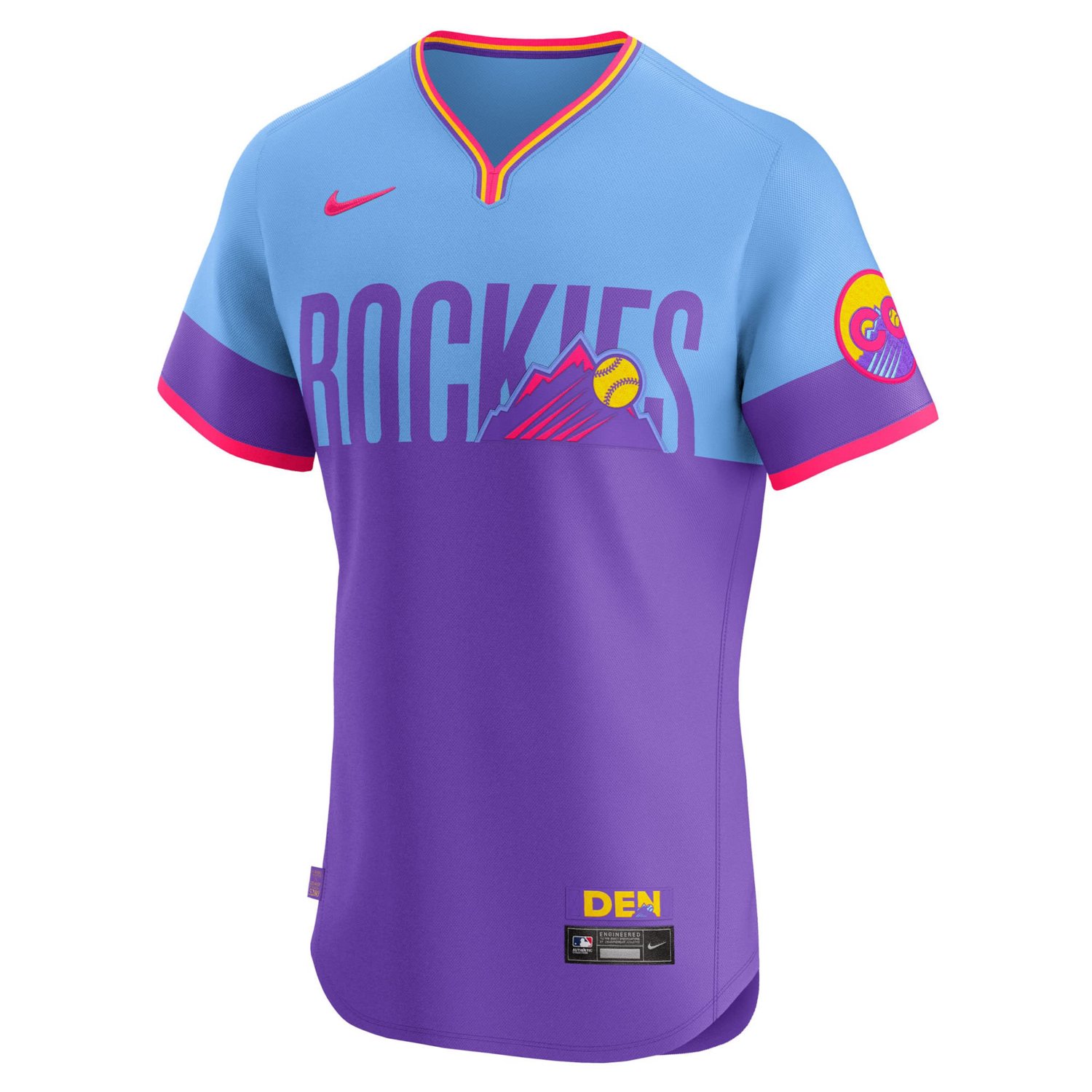 Men's Nike  Purple/Light Blue Colorado Rockies 2025 City Connect Elite Jersey - view number 4