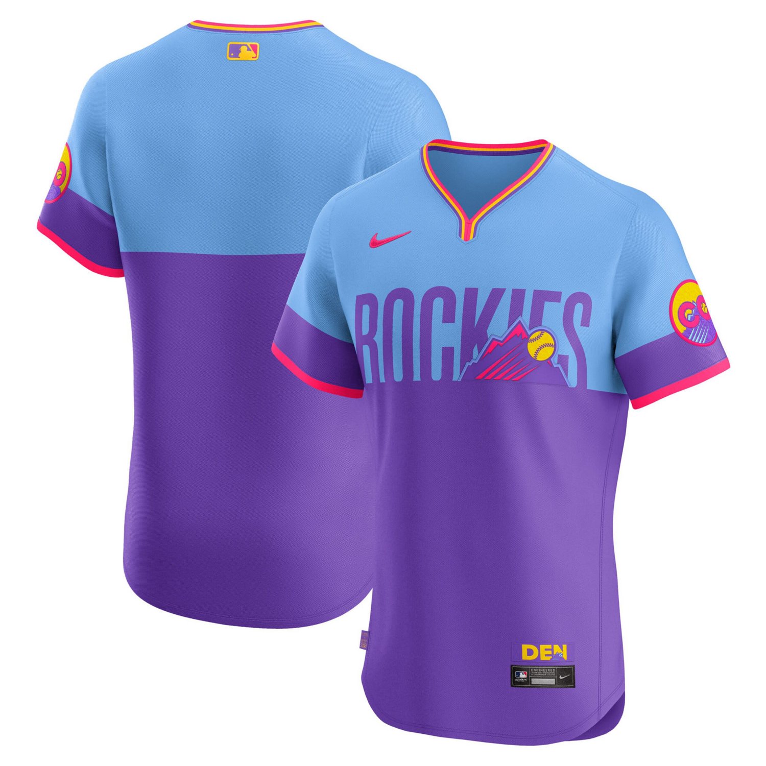 Men's Nike  Purple/Light Blue Colorado Rockies 2025 City Connect Elite Jersey - view number 2
