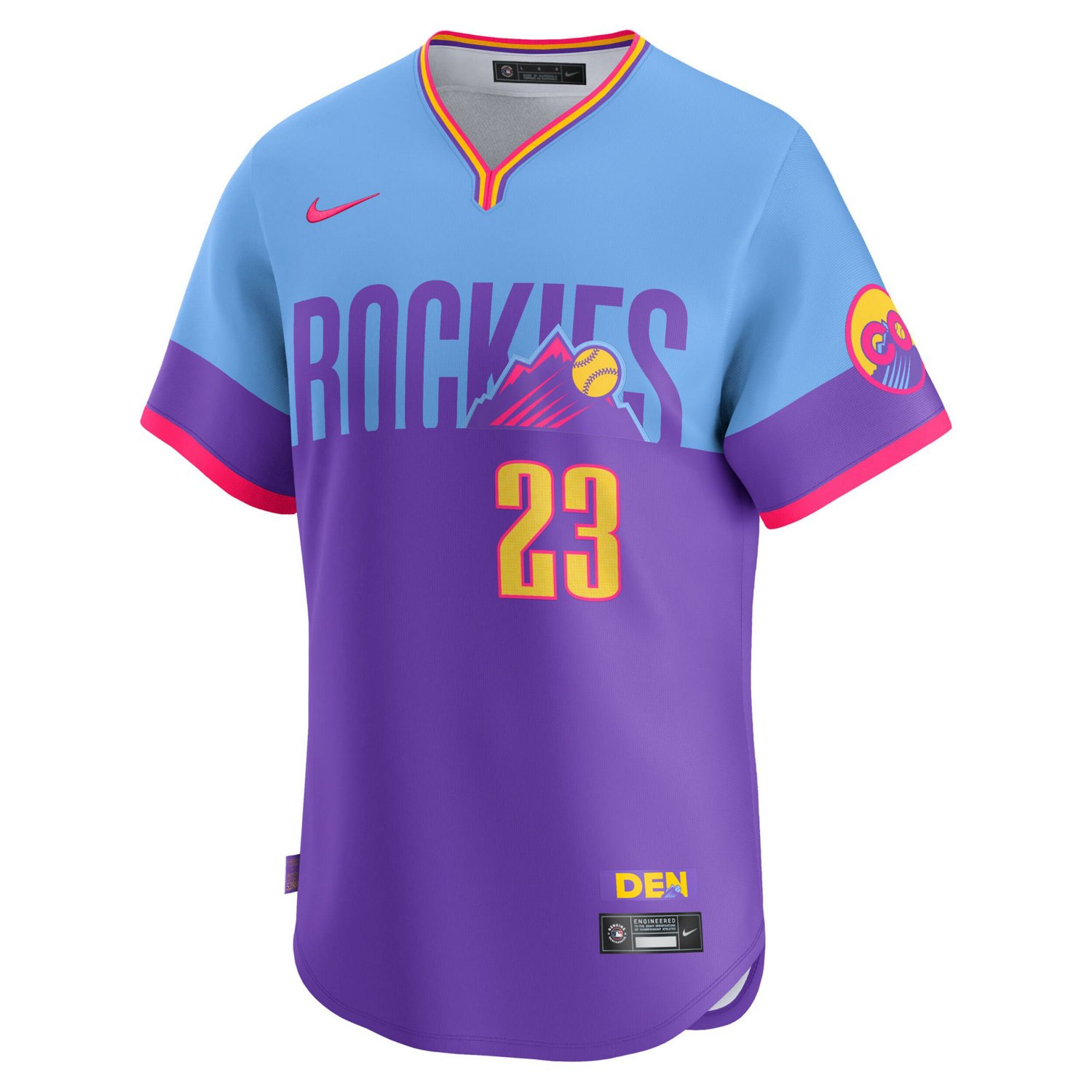 Men's Nike Kris Bryant Purple/Light Blue Colorado Rockies 2025 City Connect Limited Player Jersey                                - view number 4