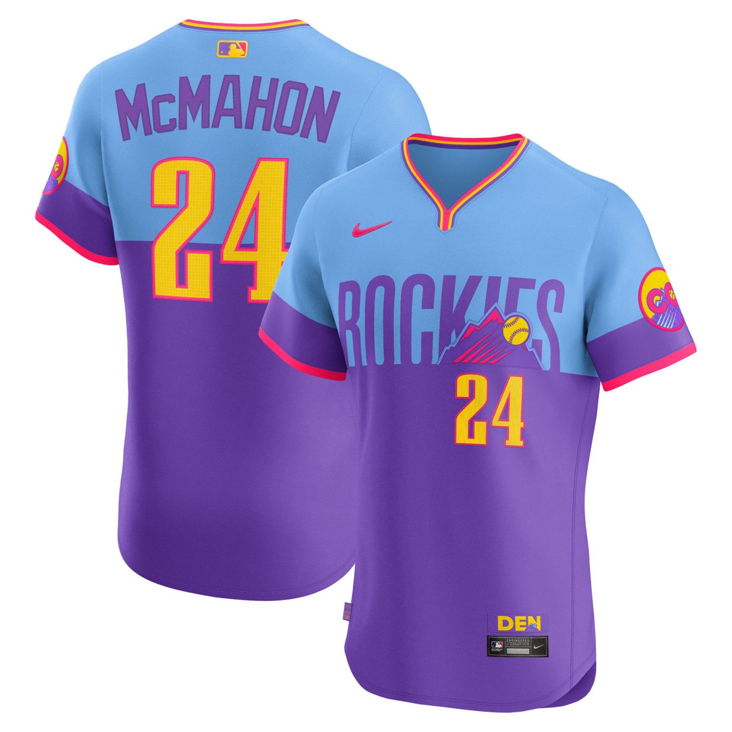 Men's Nike Ryan McMahon Purple/Light Blue Colorado Rockies 2025 City Connect Elite Player Jersey                                 - view number 3