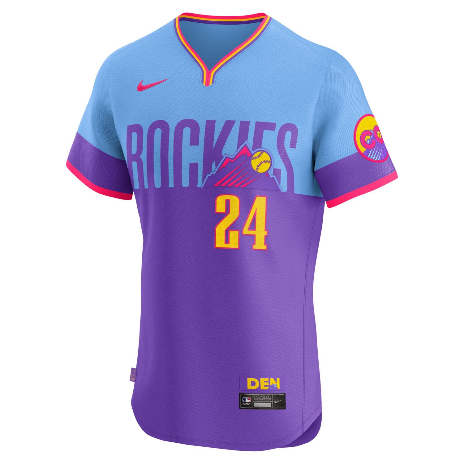 Men's Nike Ryan McMahon Purple/Light Blue Colorado Rockies 2025 City Connect Elite Player Jersey                                 - view number 4