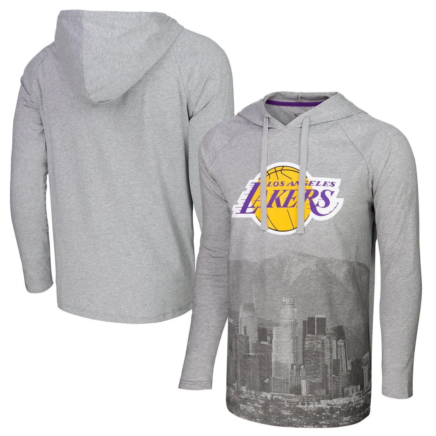 Men's Stadium Essentials Los Angeles Lakers Atrium Raglan Long Sleeve Hoodie T-Shirt