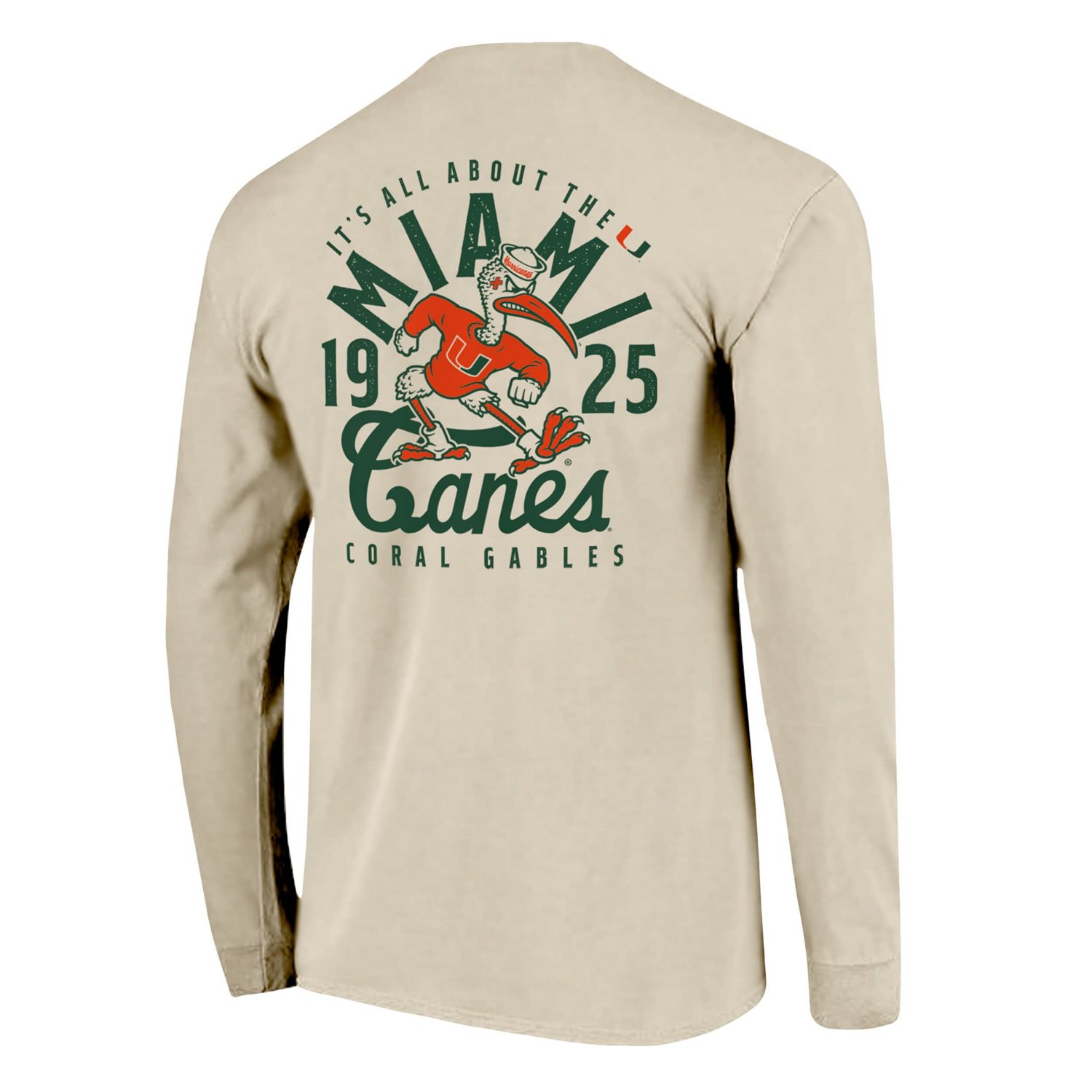 Miami Hurricanes Comfort Colors Mascot Overlay Long Sleeve T-Shirt - view number 3
