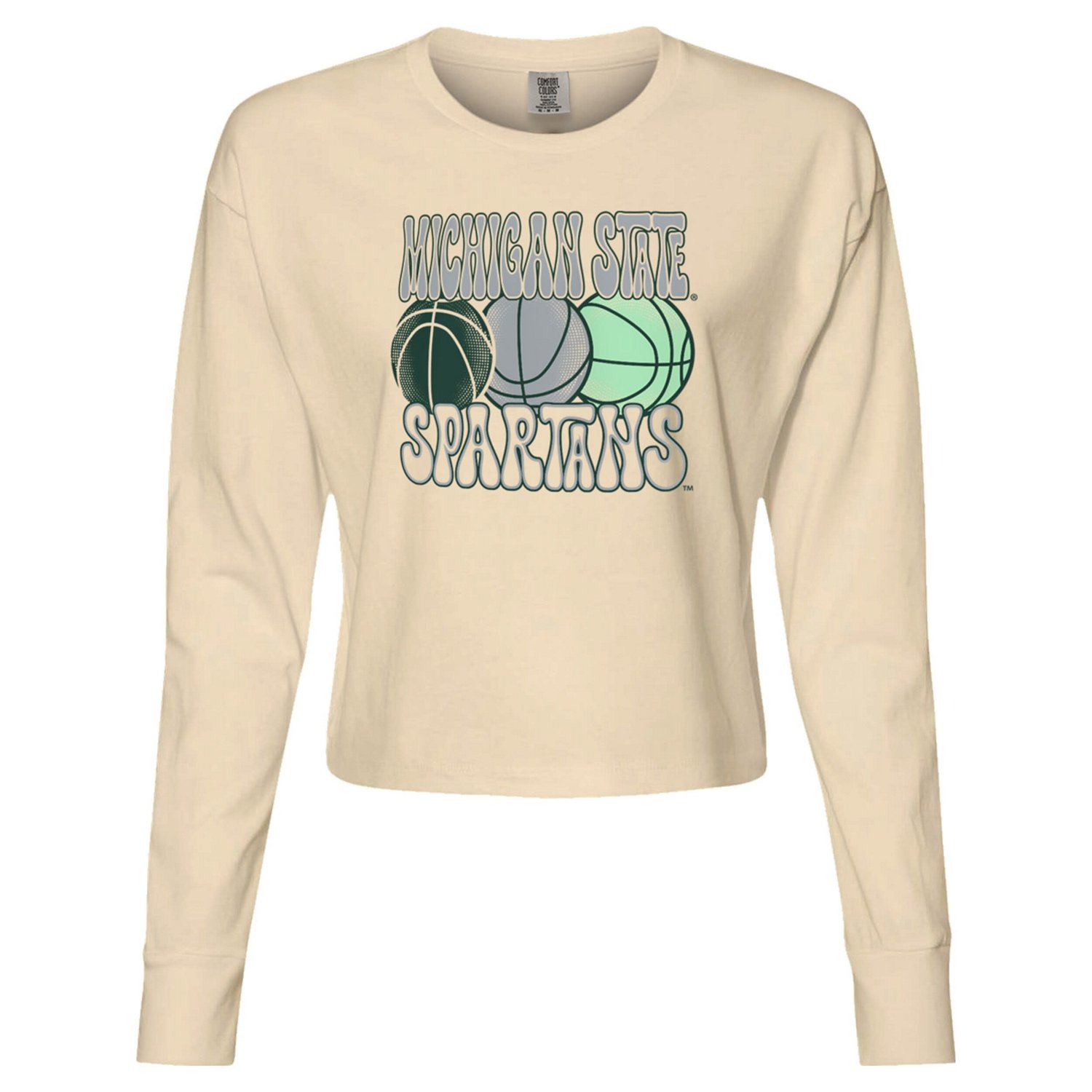 Michigan State Spartans Comfort Colors Basketball Cropped Long Sleeve T-Shirt - view number 2