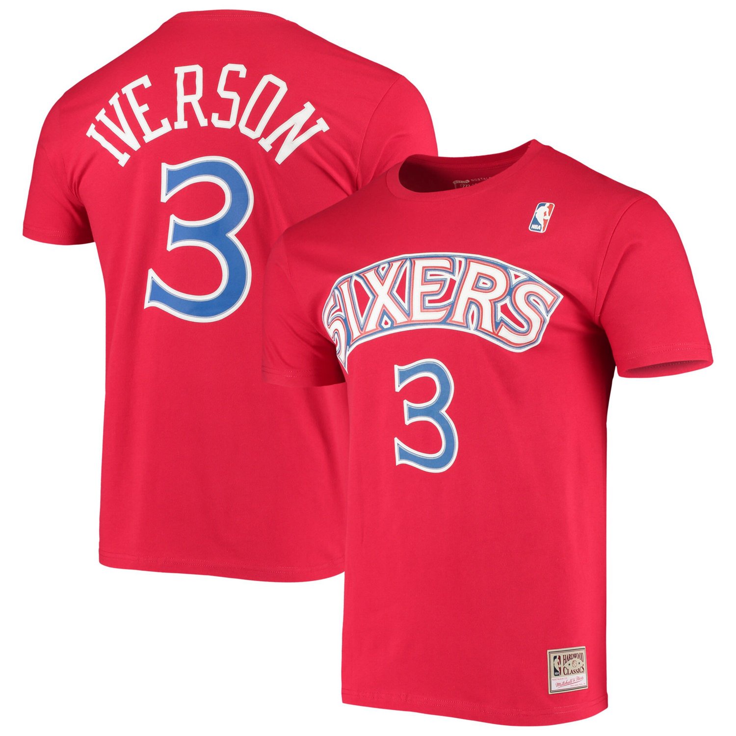 Mitchell  Ness Allen Iverson Philadelphia 76ers Hardwood Classics Stitch Name  Number T-Shirt