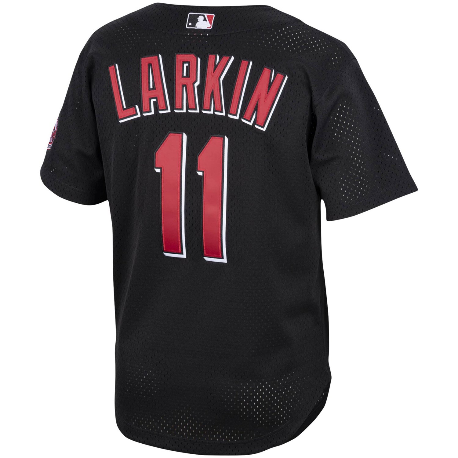Mitchell  Ness Barry Larkin Cincinnati Reds Cooperstown Collection Mesh Batting Practice Button-Up Jersey - view number 3