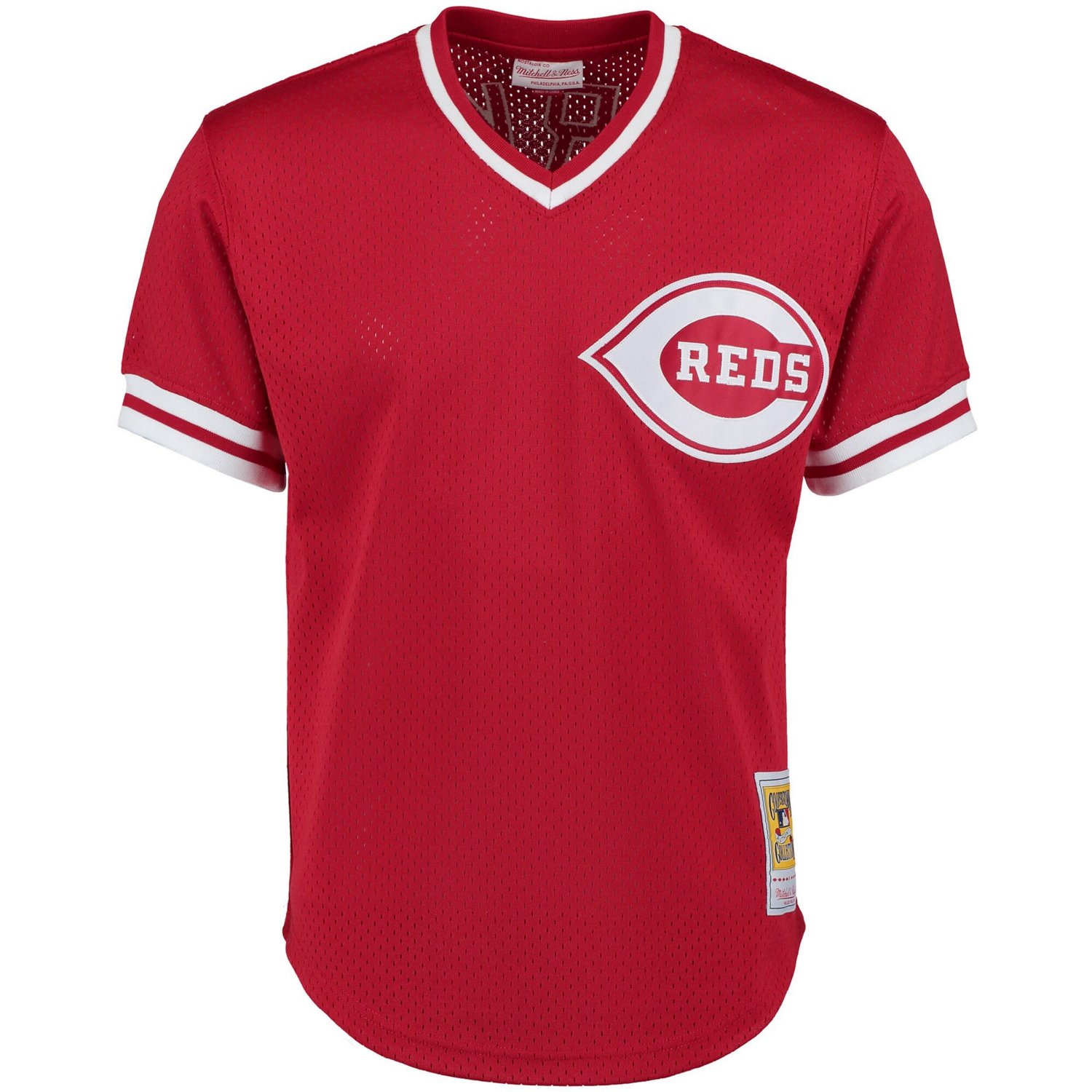 Mitchell  Ness Barry Larkin Cincinnati s Cooperstown Collection Mesh Batting Practice Button-Up Jersey - view number 2