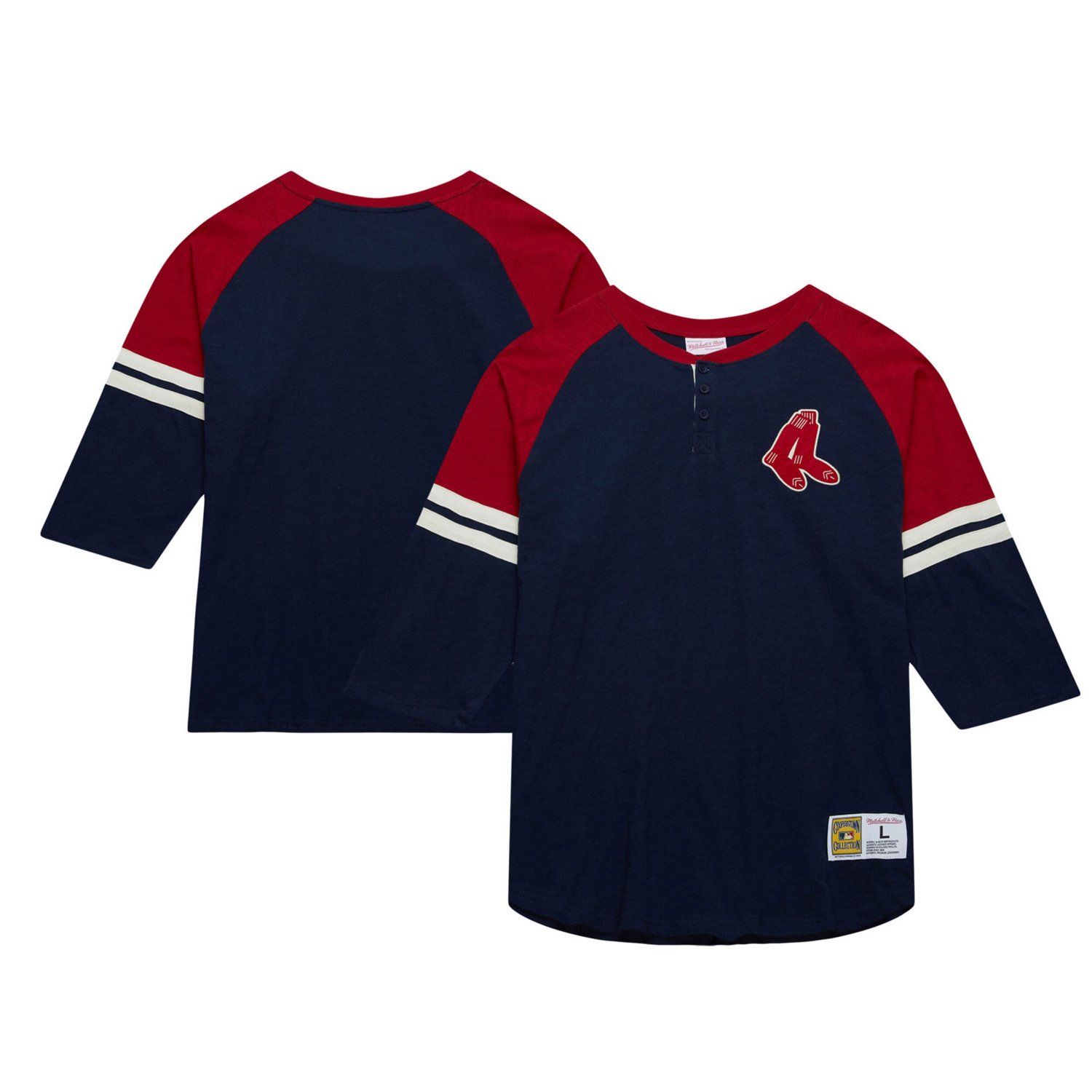 Mitchell  Ness Boston Red Sox Cooperstown Collection Legendary Raglan Slub Henley 3 4-Sleeve T-Shirt