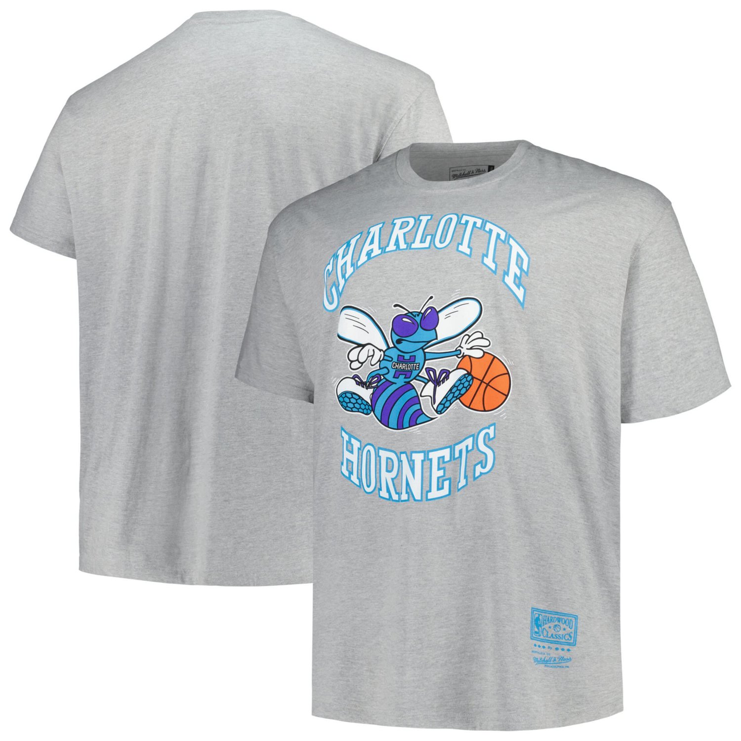 Mitchell  Ness Charlotte Hornets Big  Tall Hardwood Classics Vintage Logo T-Shirt