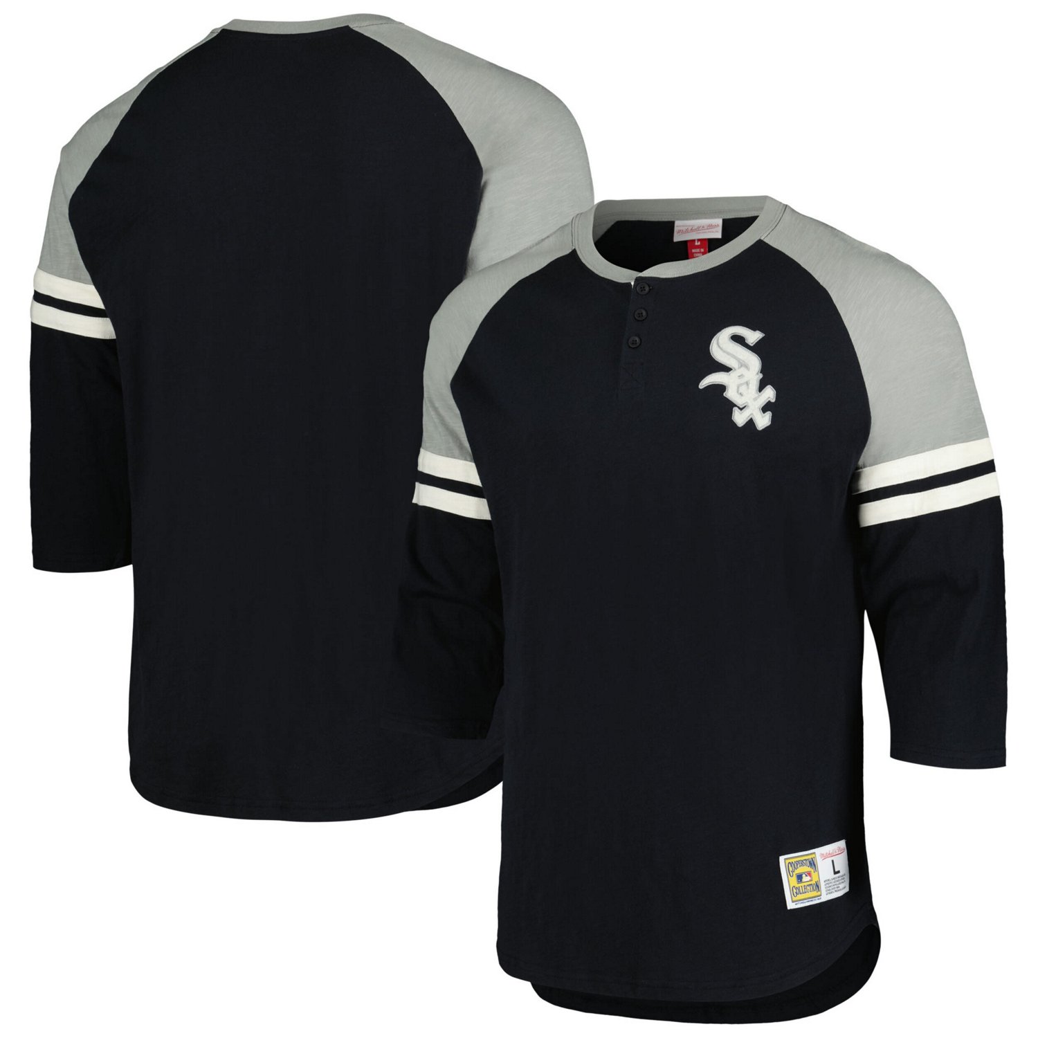 Mitchell  Ness Chicago White Sox Cooperstown Collection Legendary Raglan Slub Henley 3 4-Sleeve T-Shirt