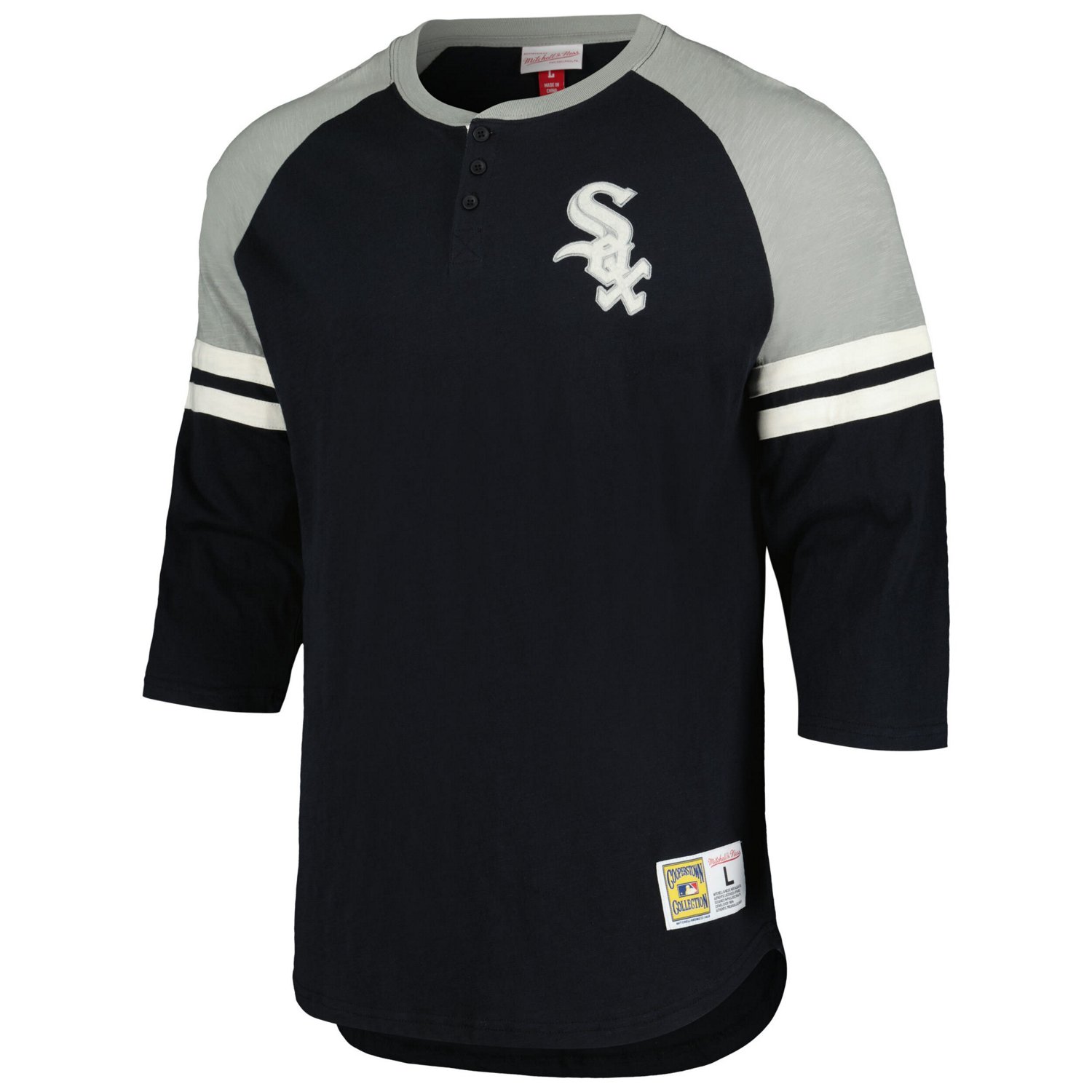 Mitchell  Ness Chicago White Sox Cooperstown Collection Legendary Raglan Slub Henley 3 4-Sleeve T-Shirt