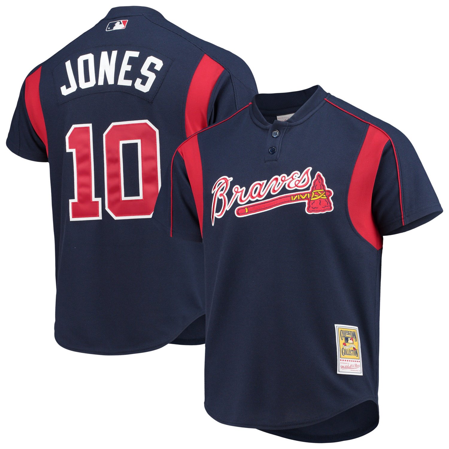 Mitchell  Ness Chipper Jones Atlanta Braves Cooperstown Collection Mesh Batting Practice Button-Up Jersey                        - view number 1