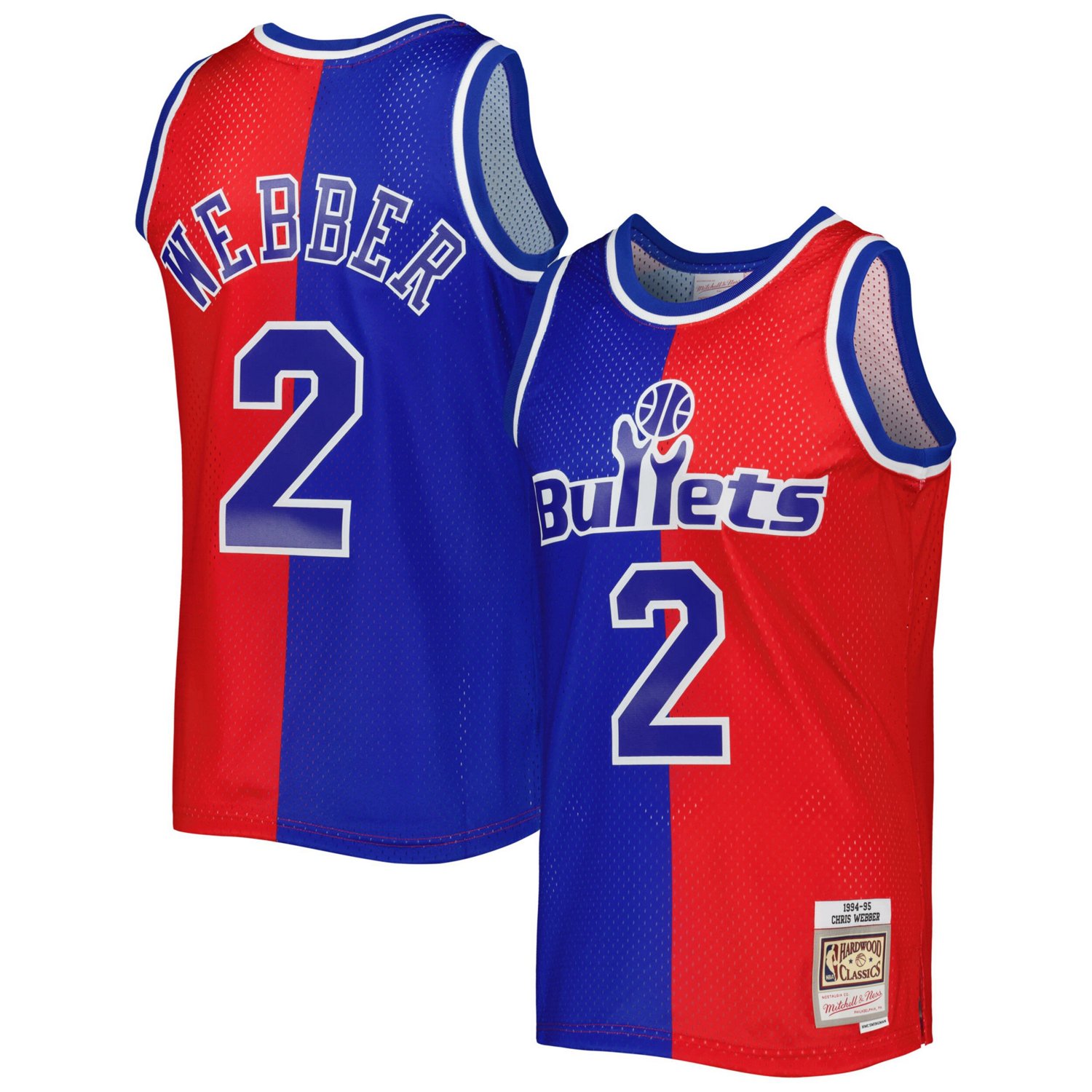 Mitchell  Ness Chris Webber Red Washington Bullets Hardwood Classics 1994 95 Split Swingman Jersey