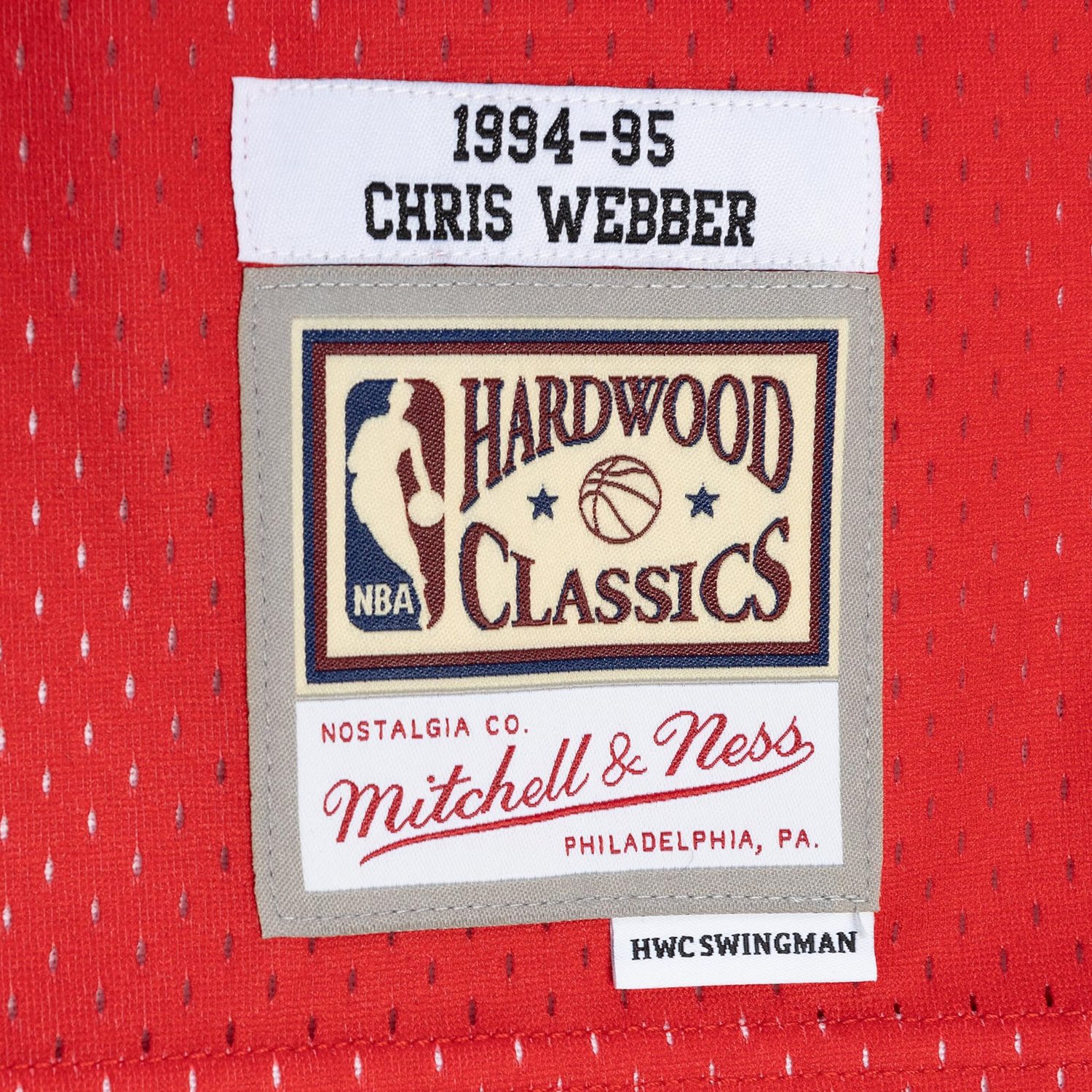 Mitchell  Ness Chris Webber Red Washington Bullets Hardwood Classics 1994 95 Split Swingman Jersey