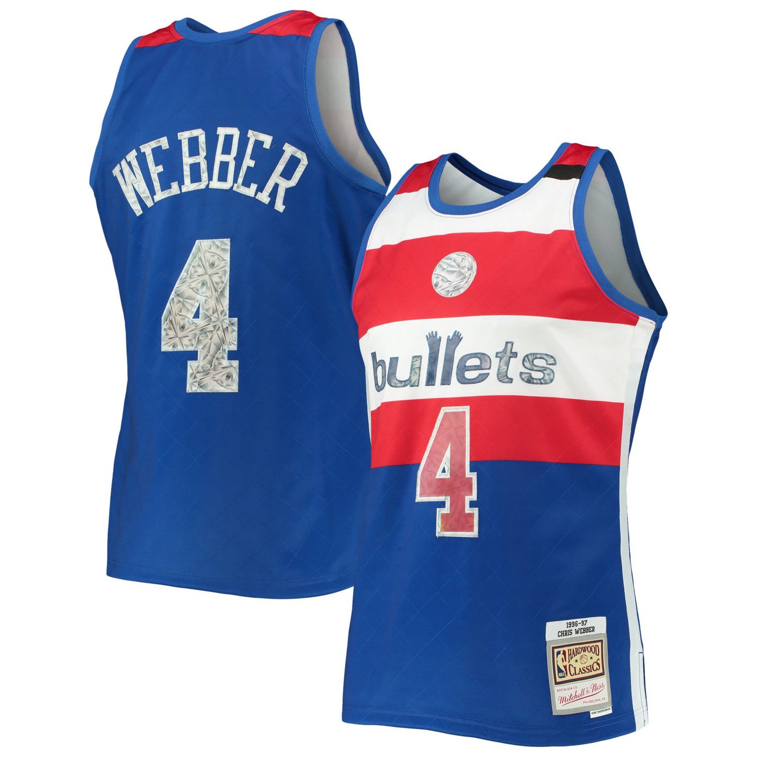 Mitchell  Ness Chris Webber Washington Bullets 1996 97 Hardwood Classics NBA 75th Anniversary Diamond Swingman Jersey