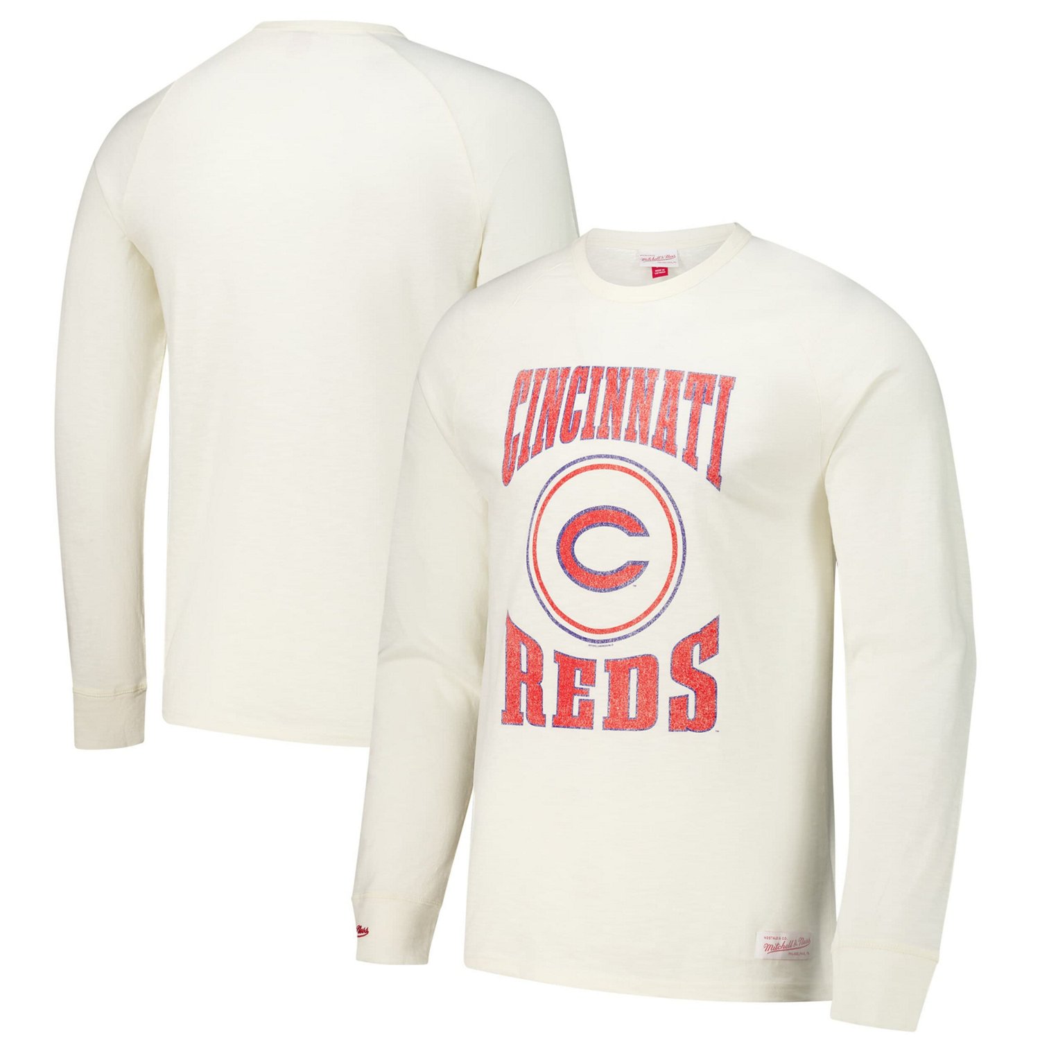 Mitchell  Ness Cincinnati Reds Arched Logo Slub Long Sleeve T-Shirt