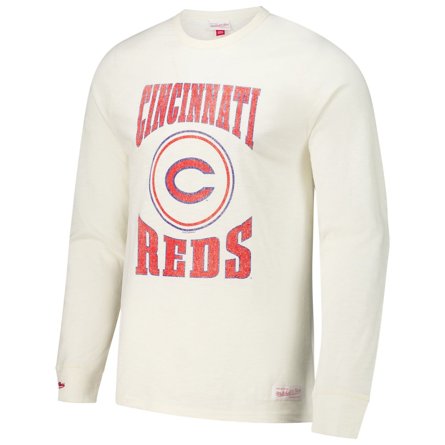 Mitchell  Ness Cincinnati Reds Arched Logo Slub Long Sleeve T-Shirt