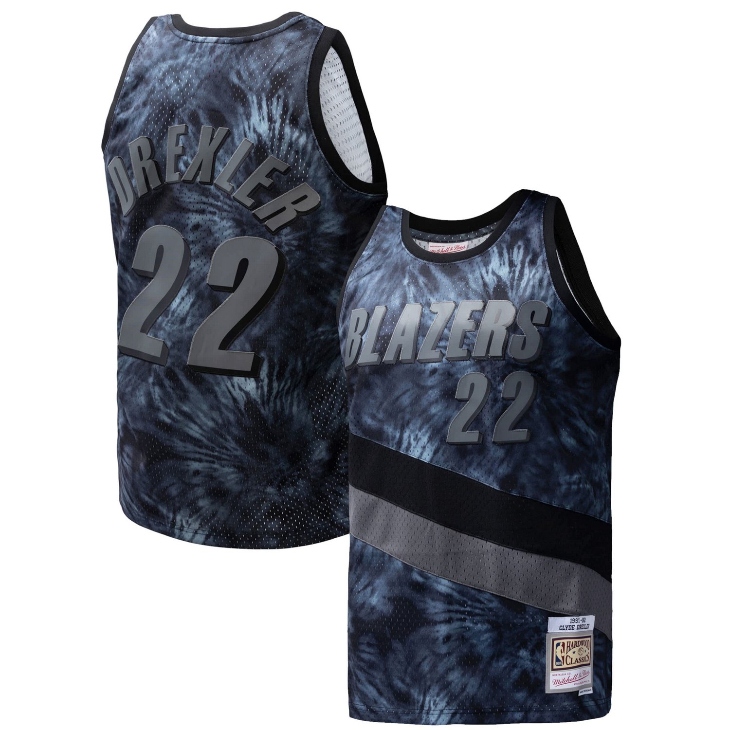 Mitchell  Ness Clyde Drexler Portland Trail Blazers Hardwood Classics 1991 92 Tie-Dye Swingman Jersey                            - view number 1