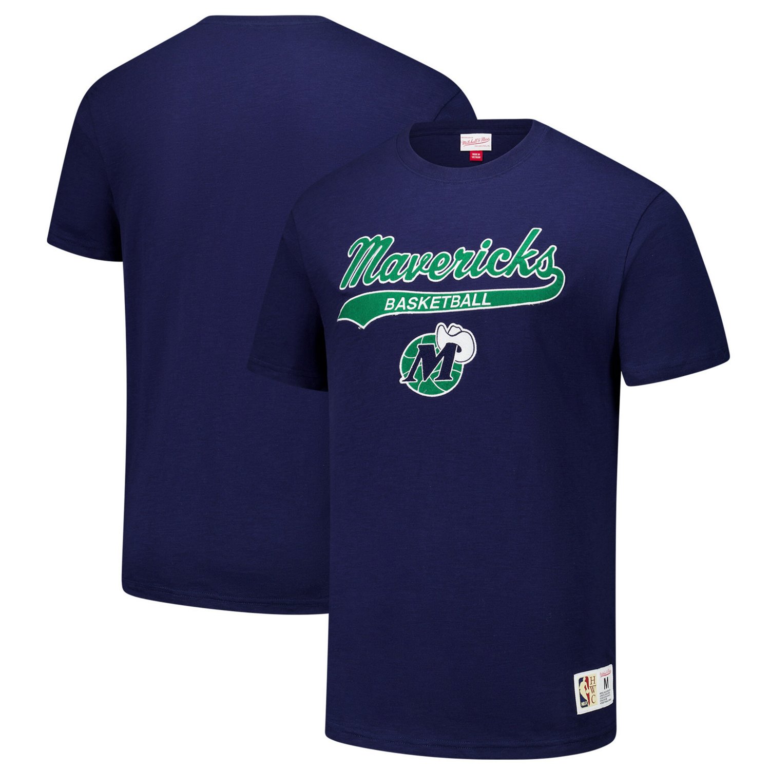 Mitchell  Ness Dallas Mavericks Hardwood Classics Felt Applique Slub T-Shirt