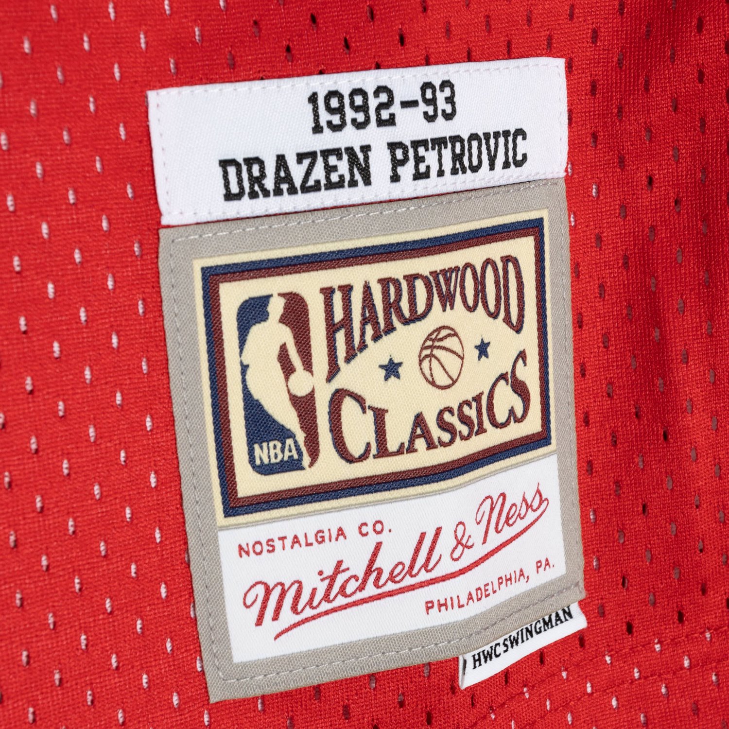 Mitchell  Ness Drazen Petrovic Red New Jersey Nets Hardwood Classics 1992 93 Split Swingman