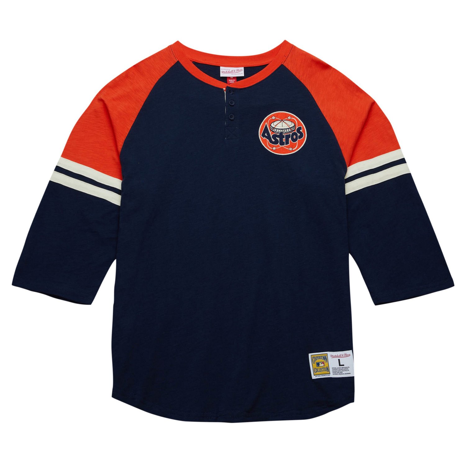 Mitchell  Ness Houston Astros Cooperstown Collection Legendary Raglan Slub Henley 3 4-Sleeve T-Shirt - view number 2