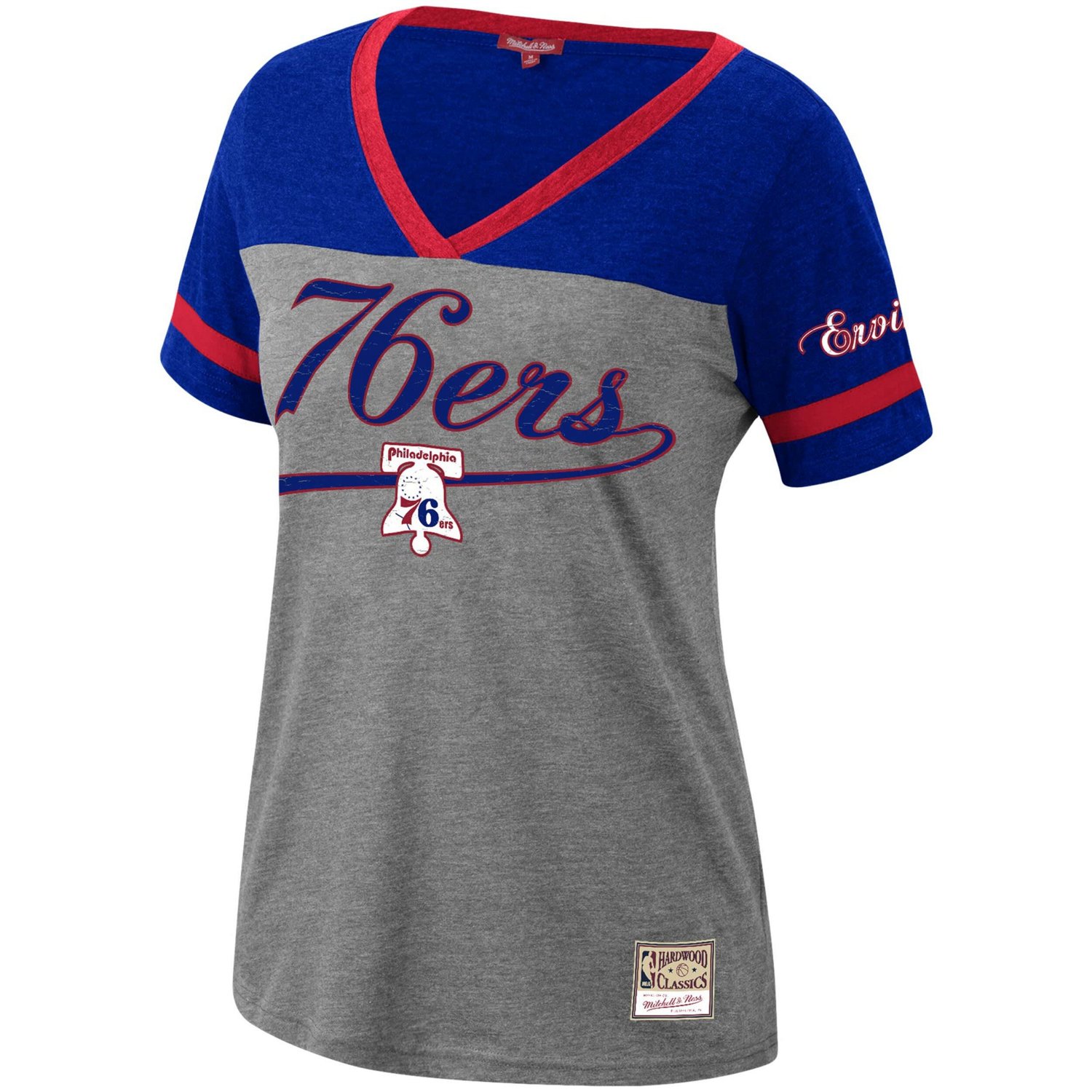 Mitchell  Ness Julius Erving Heathered Charcoal Philadelphia 76ers Team Captain V-Neck T-Shirt                                   - view number 2
