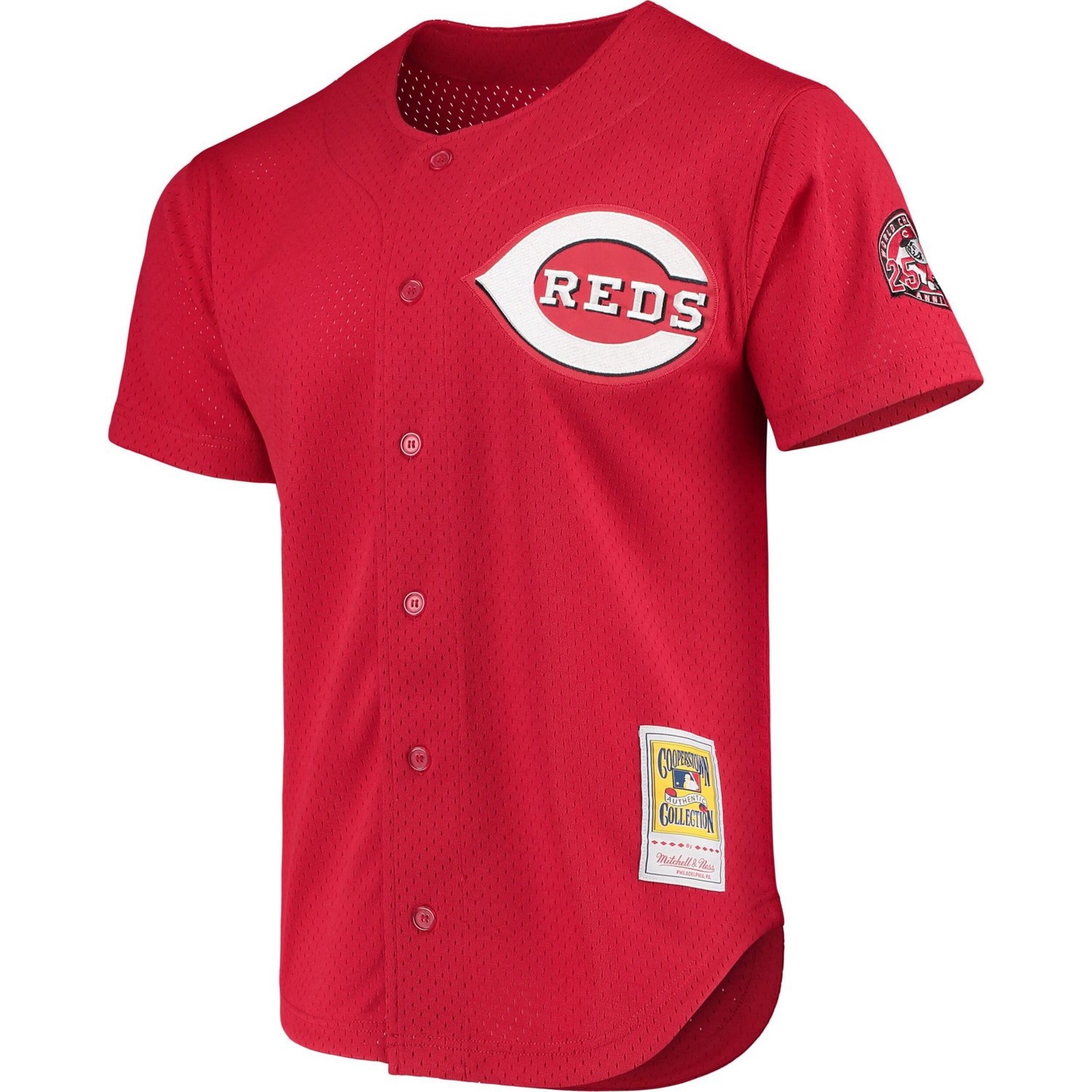 Mitchell  Ness Ken Griffey Jr Cincinnati s Cooperstown Collection Mesh Batting Practice Button-Up Jersey - view number 2