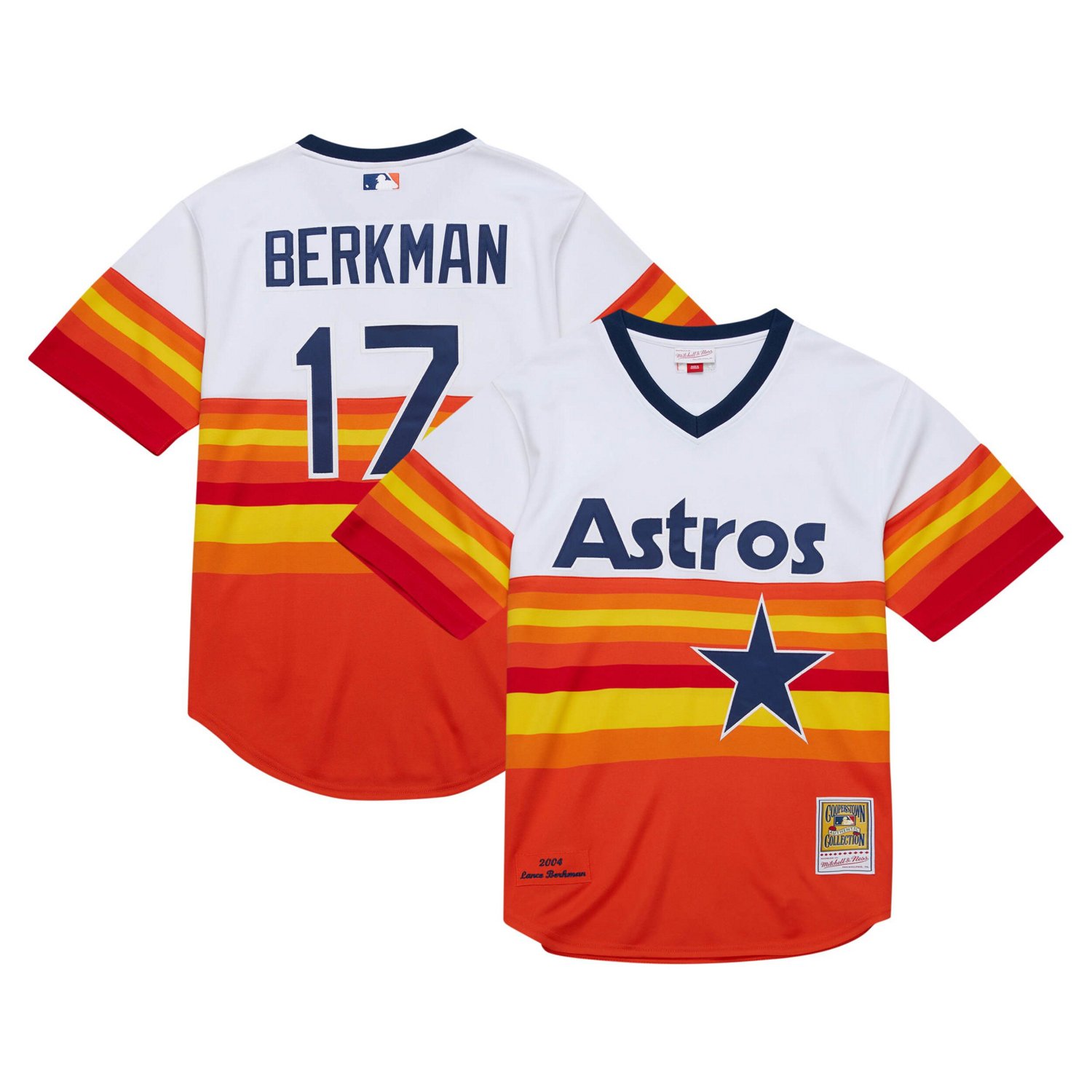 Mitchell  Ness Lance Berkman Houston Astros 2004 Cooperstown Collection Authentic Throwback Jersey                               - view number 1