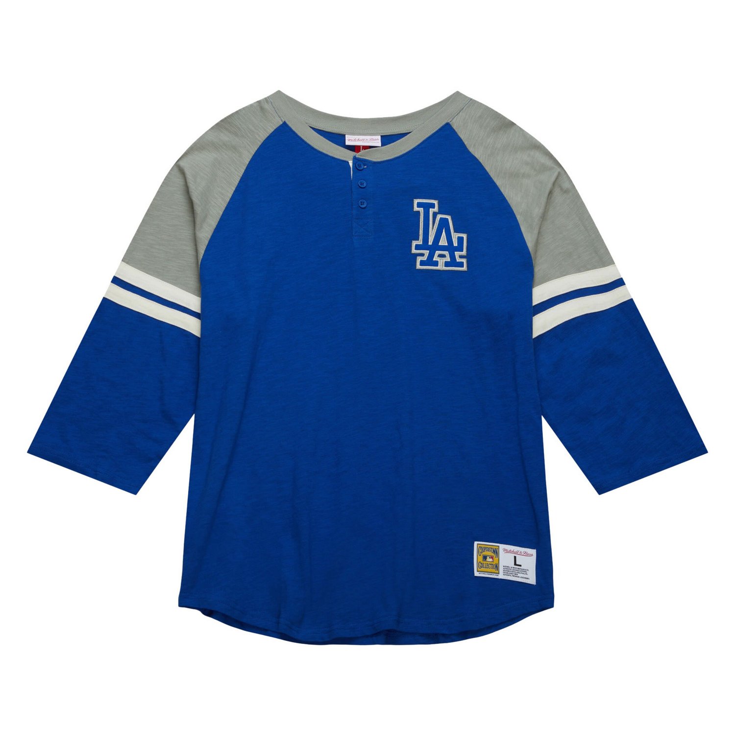 Mitchell  Ness Los Angeles Dodgers Cooperstown Collection Legendary Raglan Slub Henley 3 4-Sleeve T-Shirt