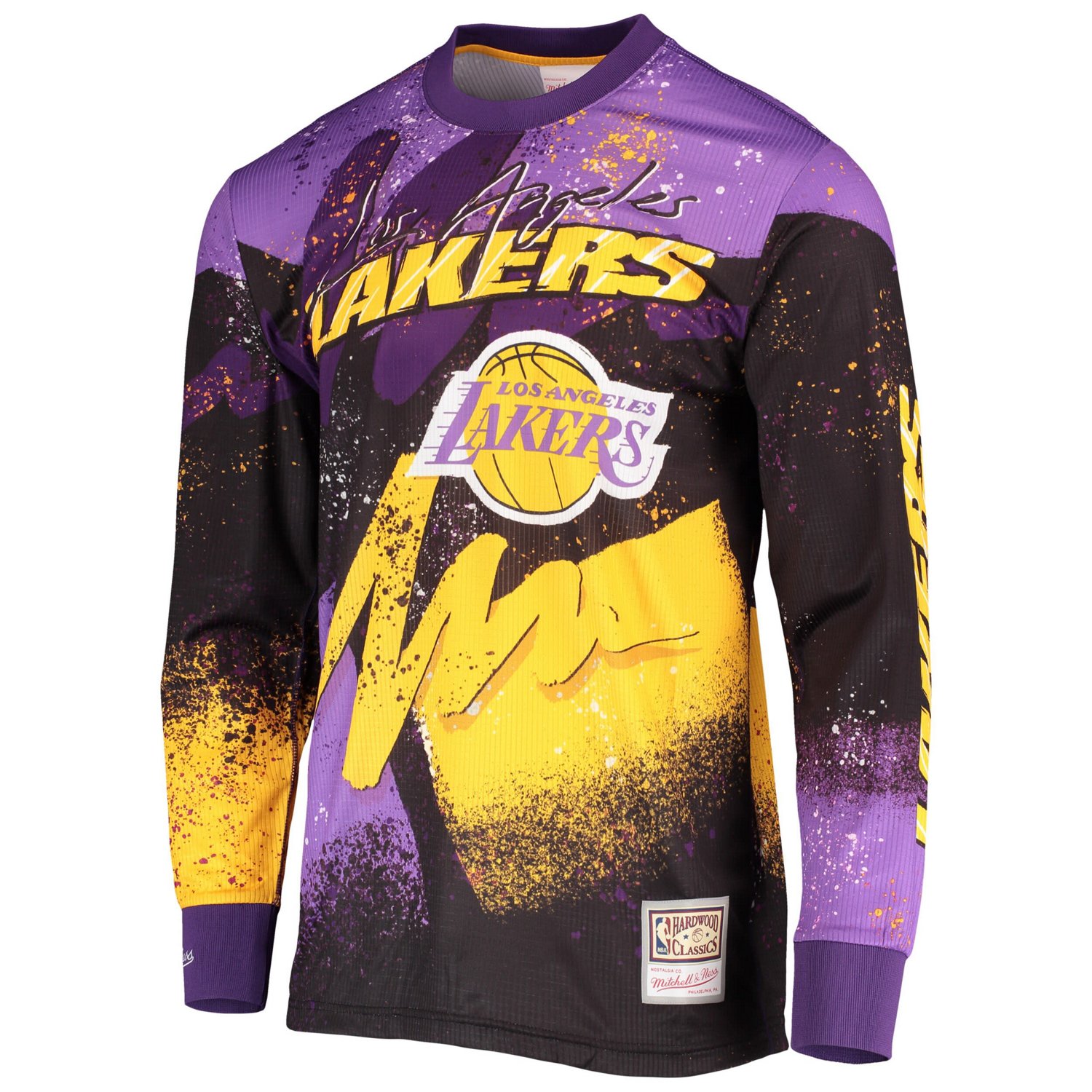 Mitchell  Ness Los Angeles Lakers Hardwood Classics Hyper Hoops Moto Sublimated Long Sleeve T-Shirt                              - view number 2