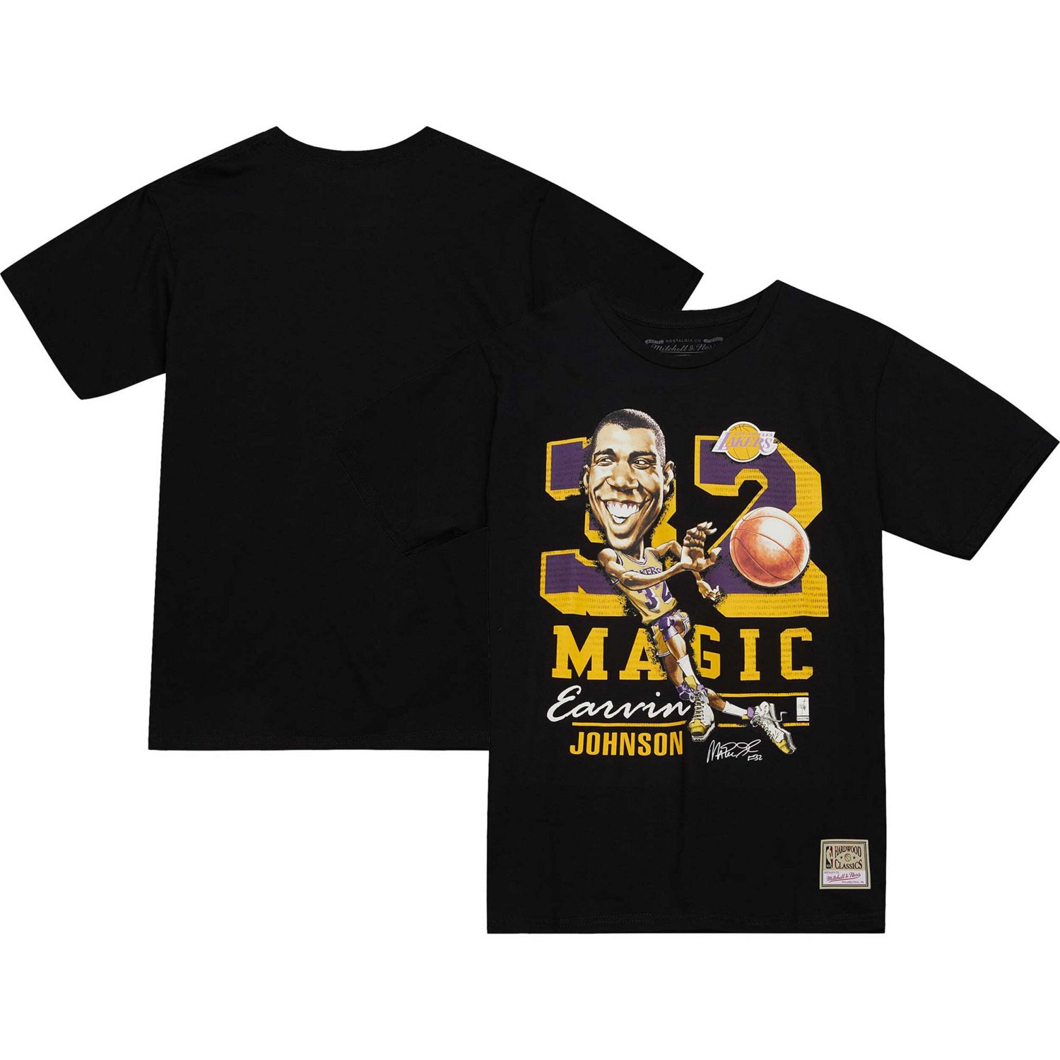 Mitchell  Ness Magic Johnson Los Angeles Lakers Hardwood Classics Caricature T-Shirt