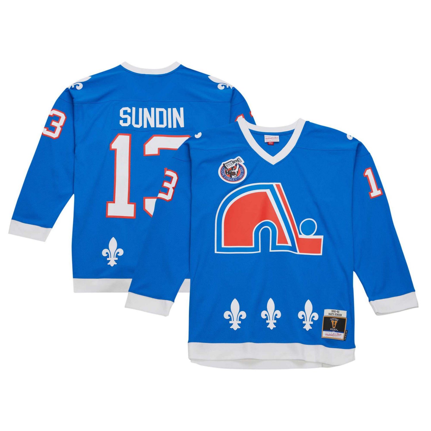 Mitchell  Ness Mats Sundin Quebec Nordiques Vintage Hockey 1992 93 Line Player Jersey