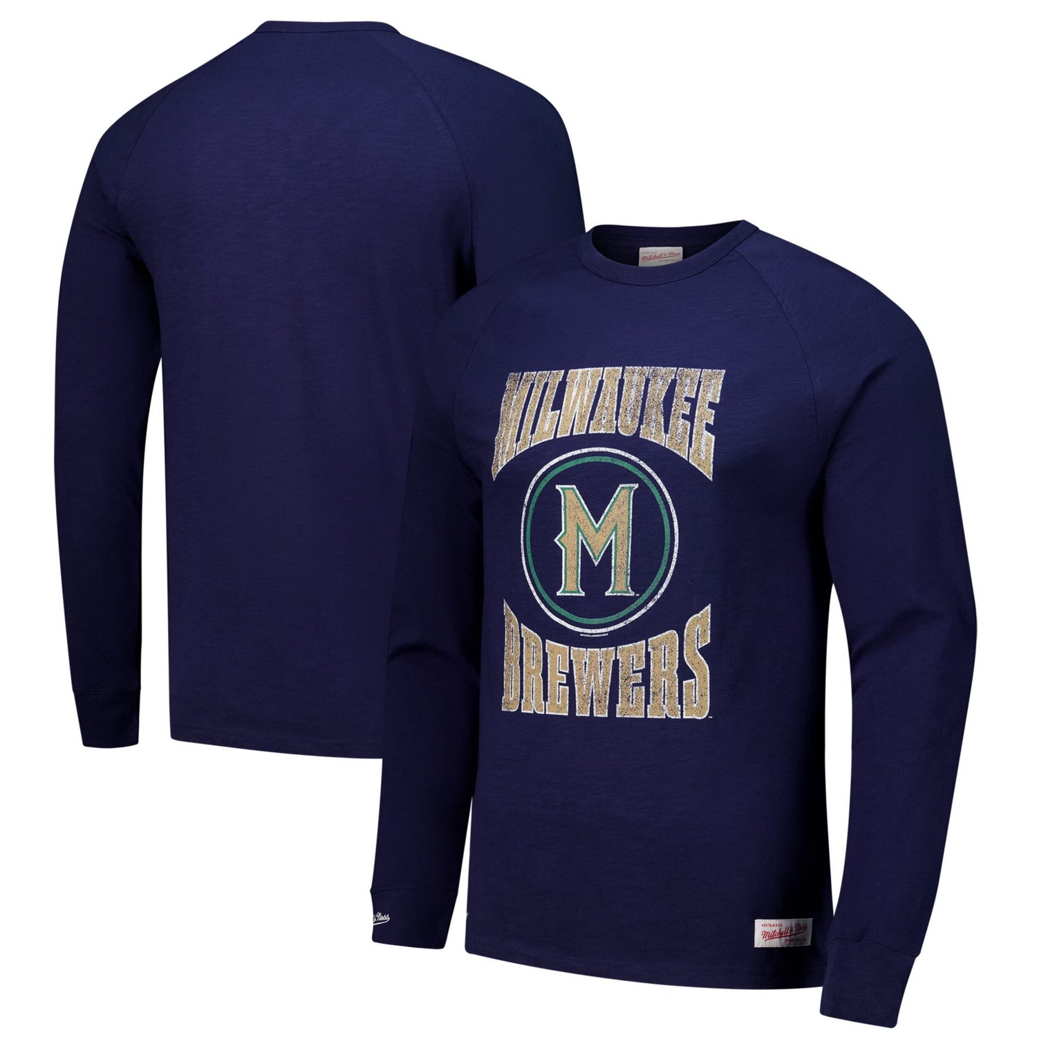 Mitchell  Ness Milwaukee Brewers Arched Logo Slub Long Sleeve T-Shirt