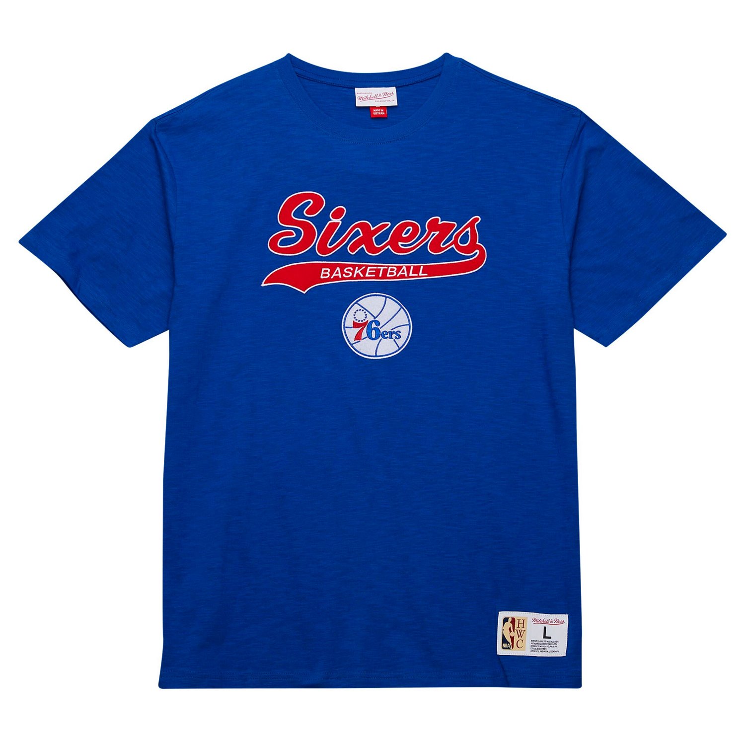 Mitchell  Ness Philadelphia 76ers Hardwood Classics Felt Applique Slub T-Shirt - view number 2