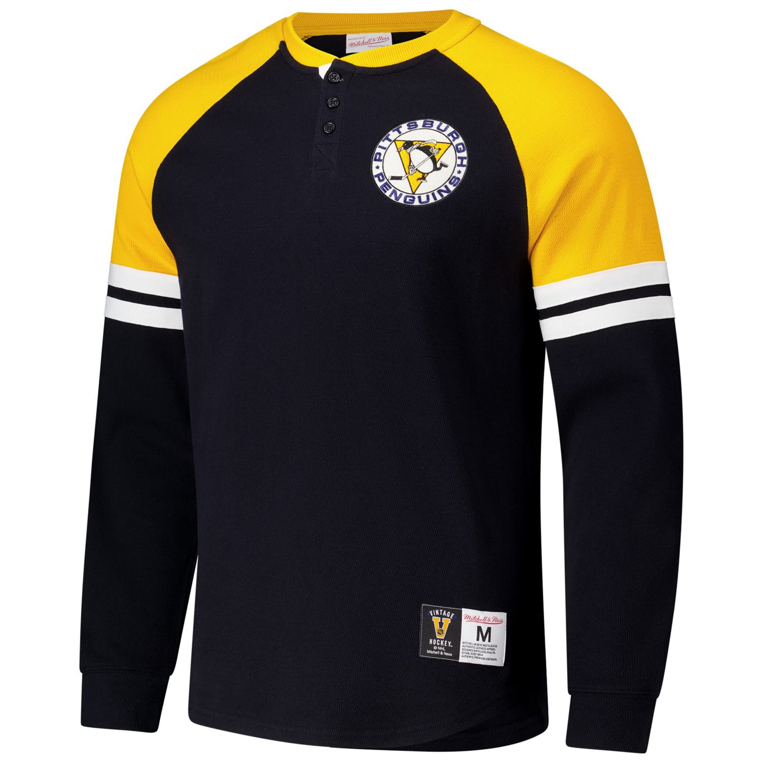 Mitchell  Ness Pittsburgh Penguins Thermal Henley Long Sleeve T-Shirt