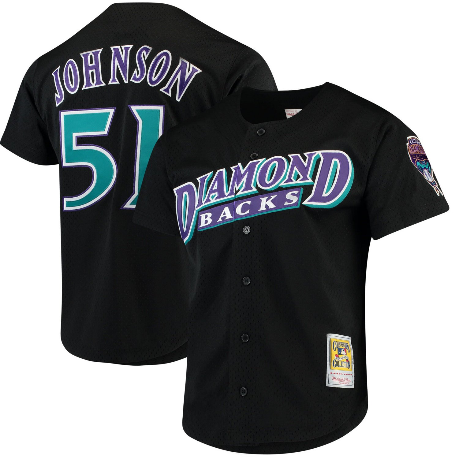 Mitchell  Ness Randy Johnson Arizona Diamondbacks Cooperstown Collection Mesh Batting Practice Button-Up Jersey