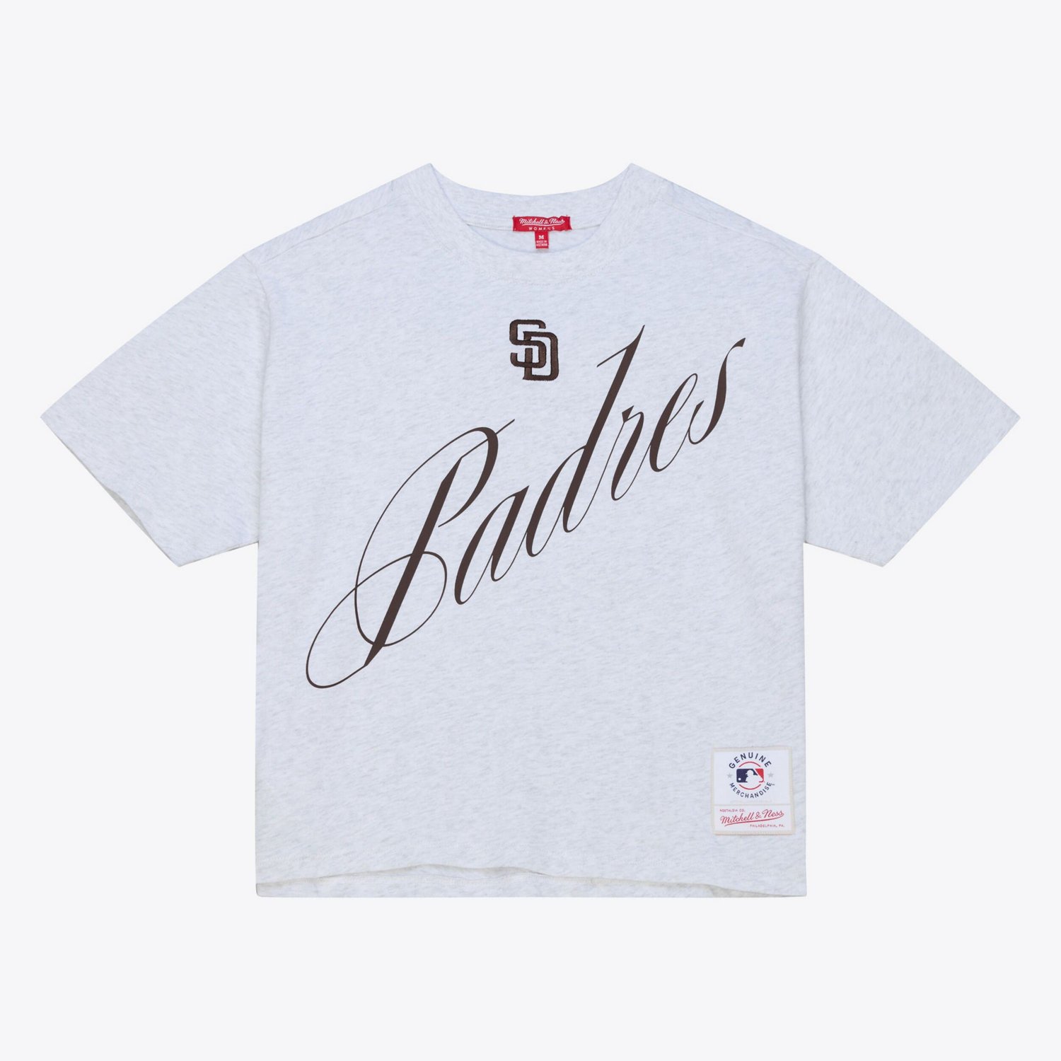 Mitchell  Ness San Diego Padres Script Cropped Boxy T-Shirt