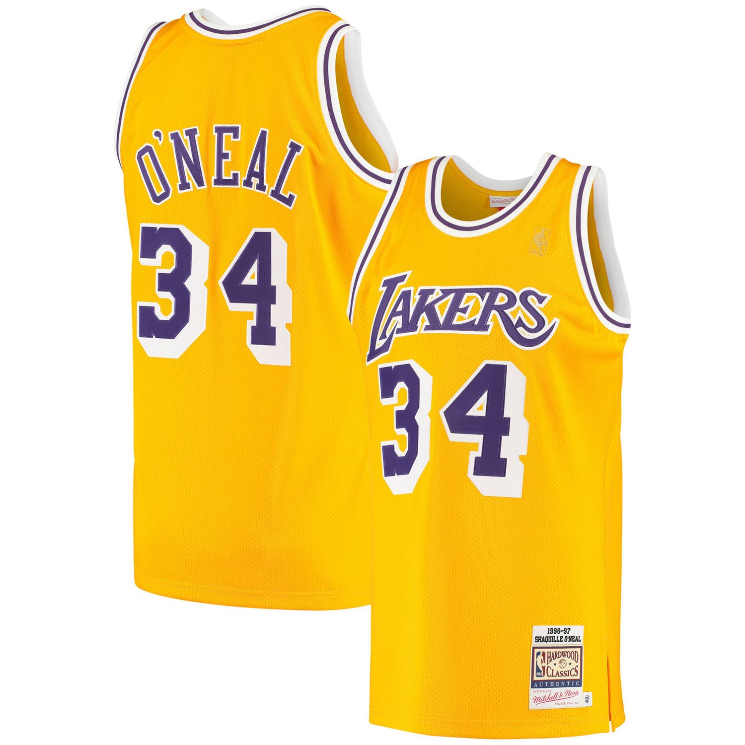 Mitchell  Ness Shaquille O'Neal Los Angeles Lakers 1996 97 Hardwood Classics Authentic Jersey - view number 1