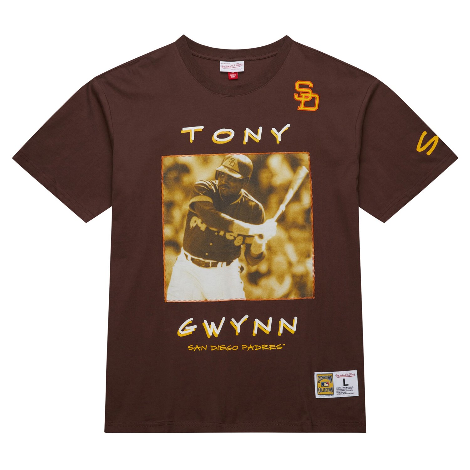 Mitchell  Ness Tony Gwynn San Diego Padres Cooperstown Collection Heavyweight Premium Player Vintage Logo T-Shirt - view number 2