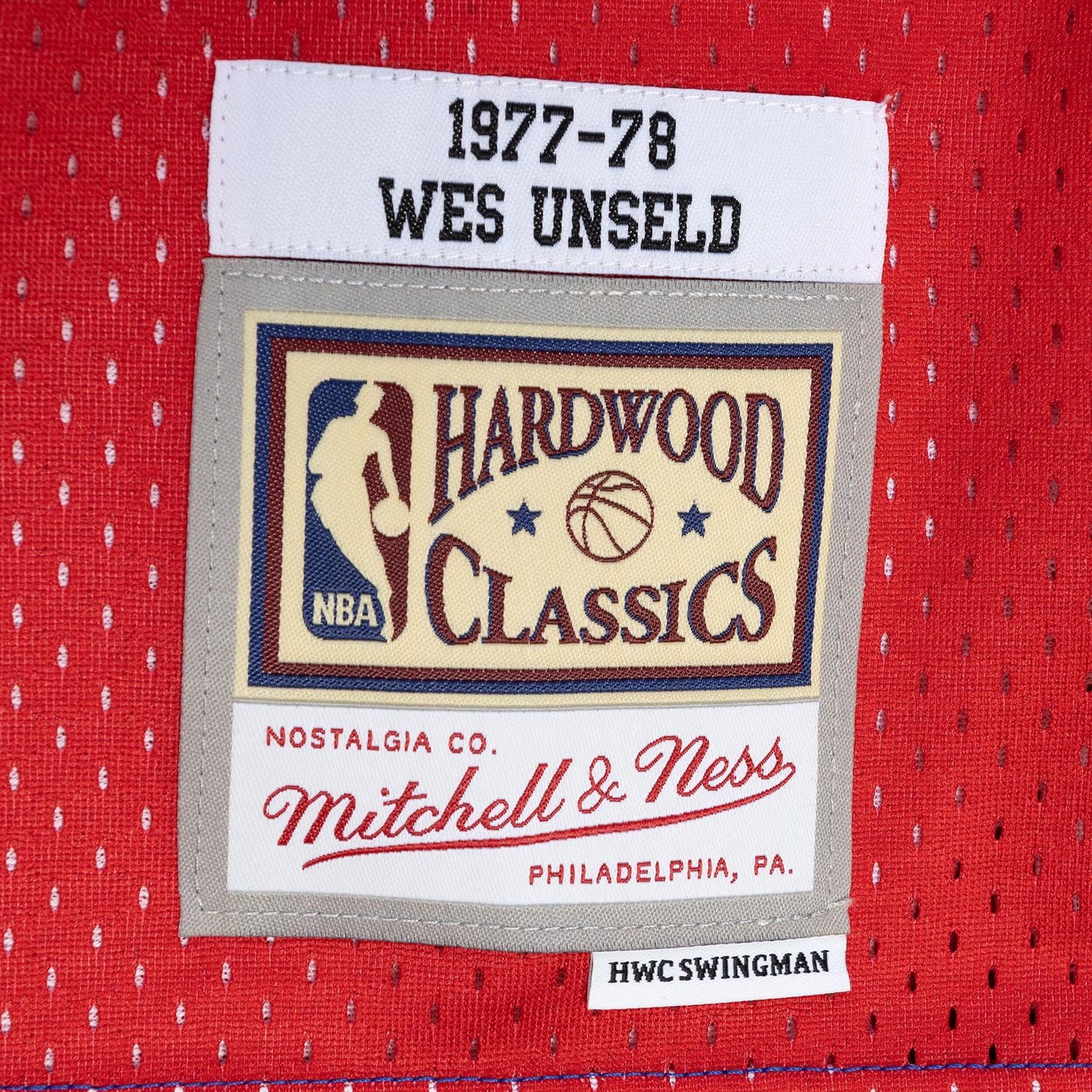Mitchell  Ness Wes Unseld Red Washington Bullets Hardwood Classics 1977 78 Split Swingman Jersey