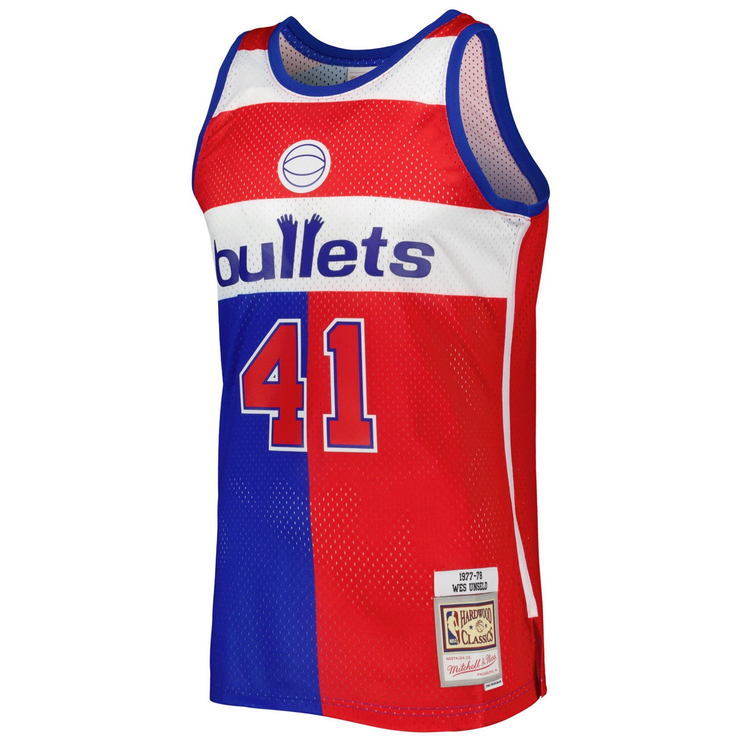 Mitchell  Ness Wes Unseld Red Washington Bullets Hardwood Classics 1977 78 Split Swingman Jersey