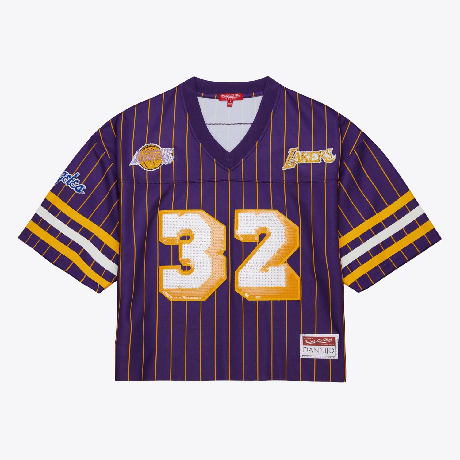 Mitchell  Ness x DANNIJO Magic Johnson Los Angeles Lakers Cropped Football Fashion Jersey