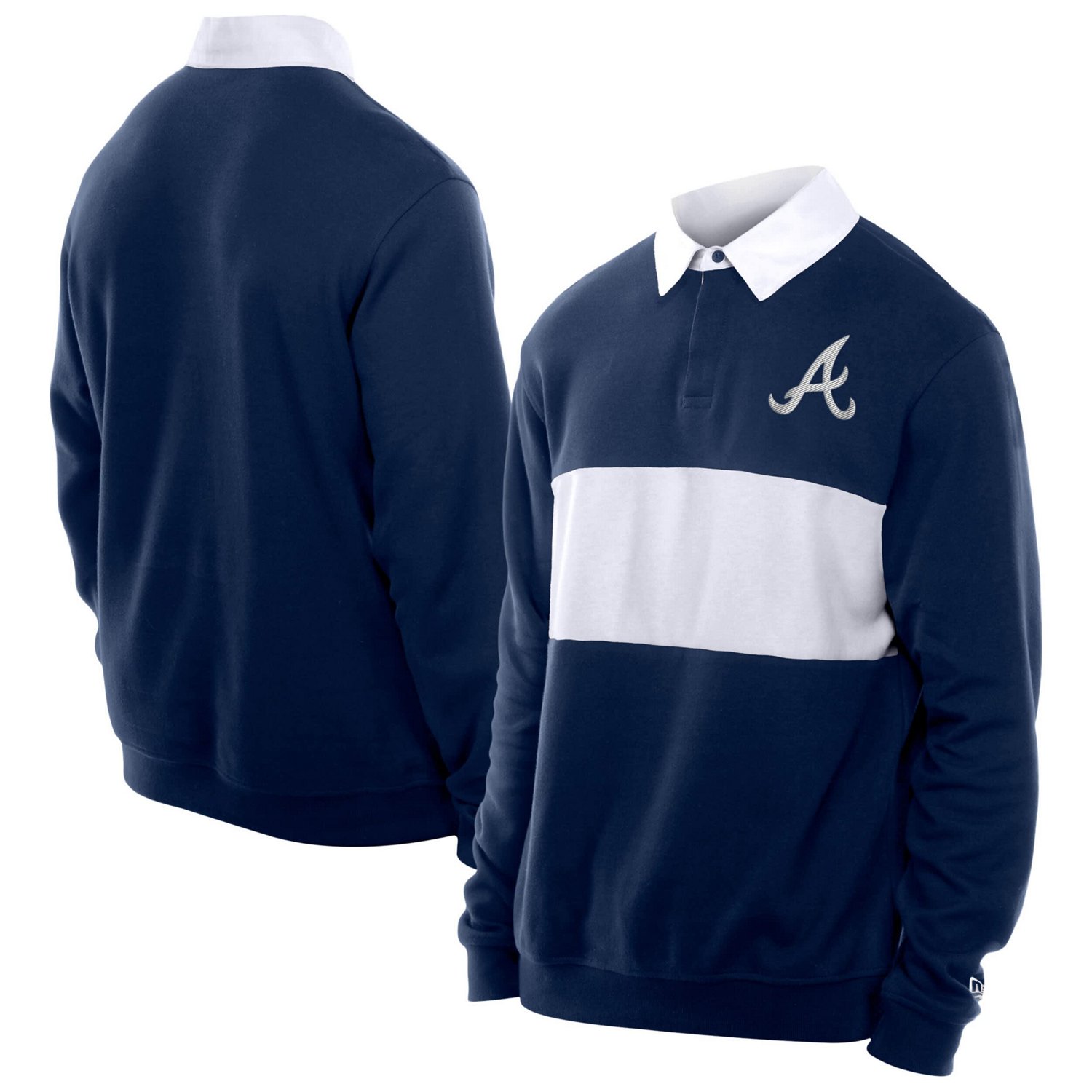 New Era Atlanta Braves Throwback Prep Colorblock Rugby Polo