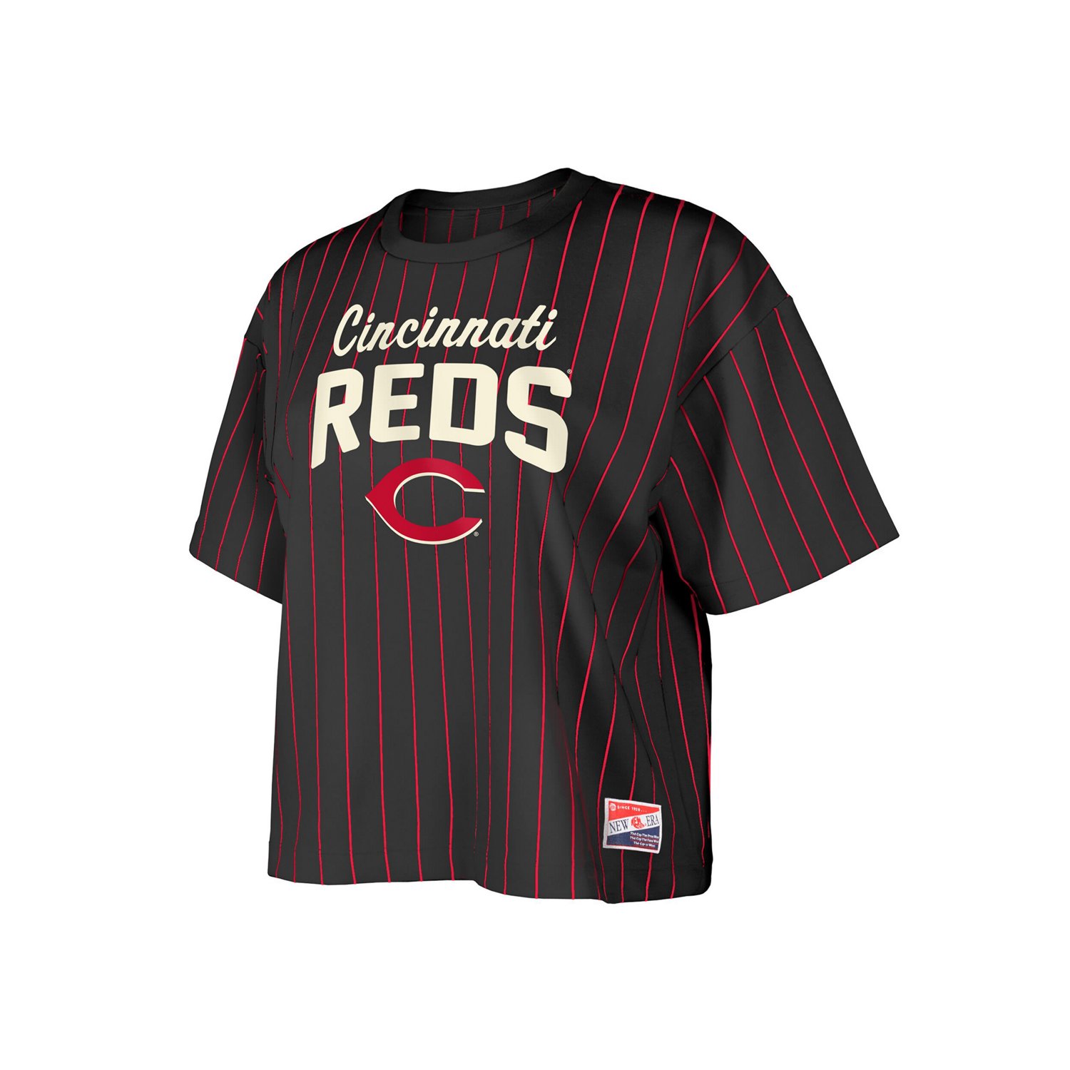 New Era Cincinnati Reds Cooperstown Collection Multiplier Pinstripe Cropped T-Shirt                                              - view number 2