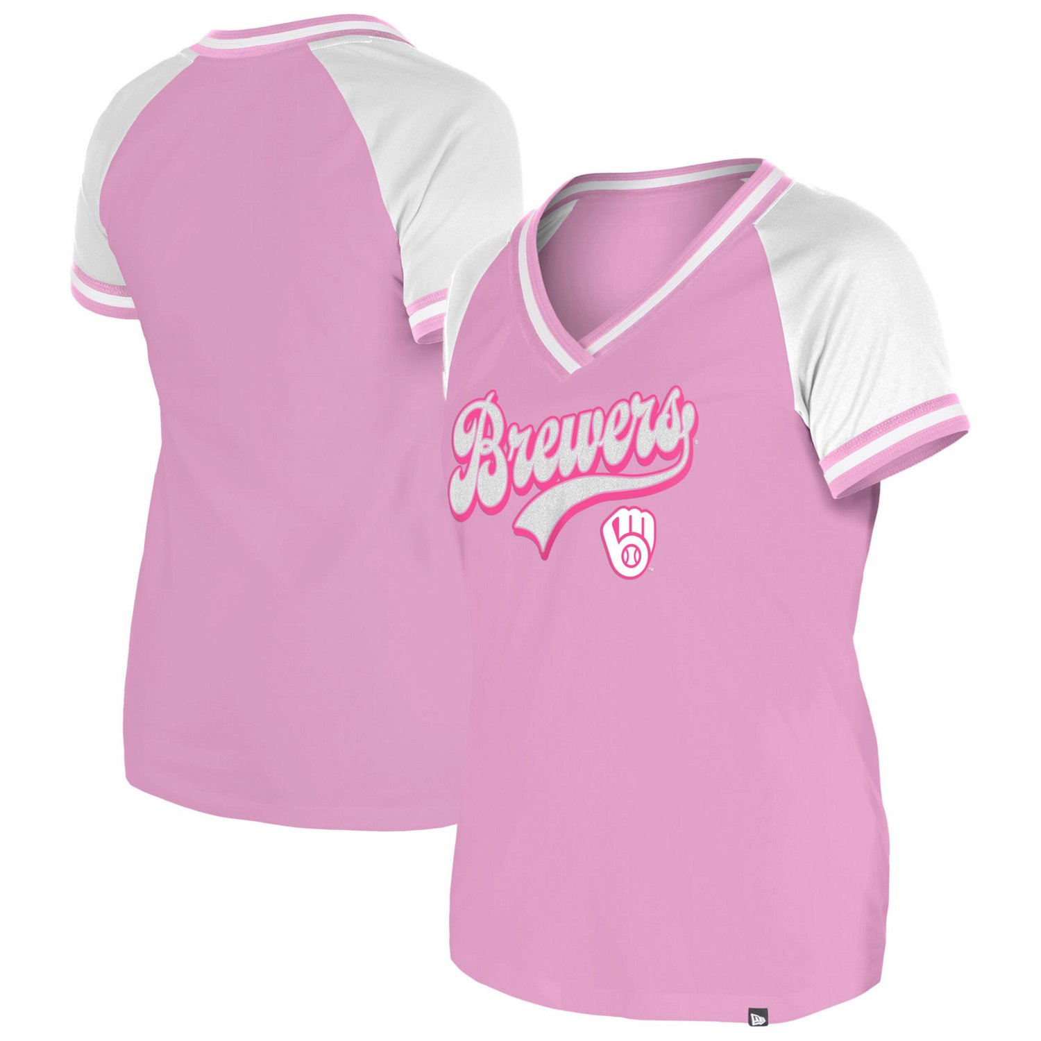 New Era Light Milwaukee Brewers Gameday V-Neck T-Shirt                                                                          