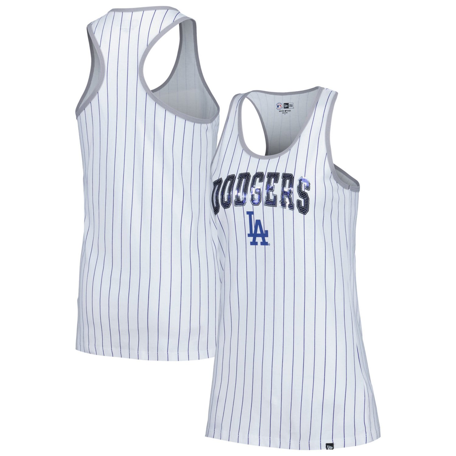 New Era Los Angeles Dodgers Sequin Pinstripe Racerback Tank Top - view number 1